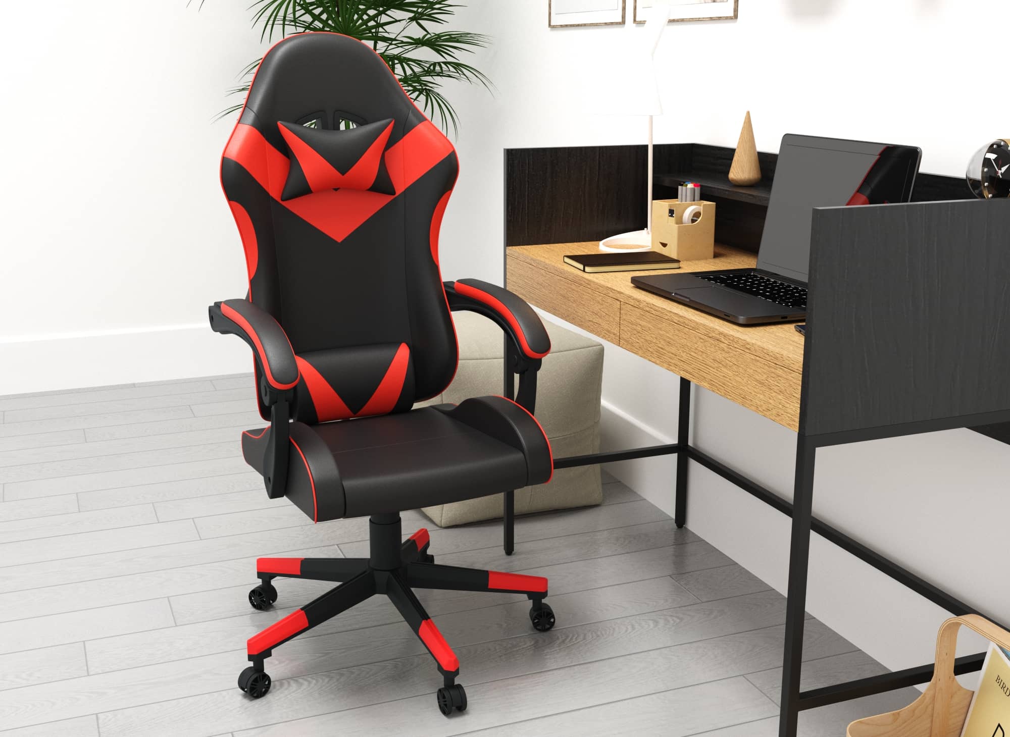 PIXEL Gaming-Stuhl aus Kunstleder in Schwarz und Rot