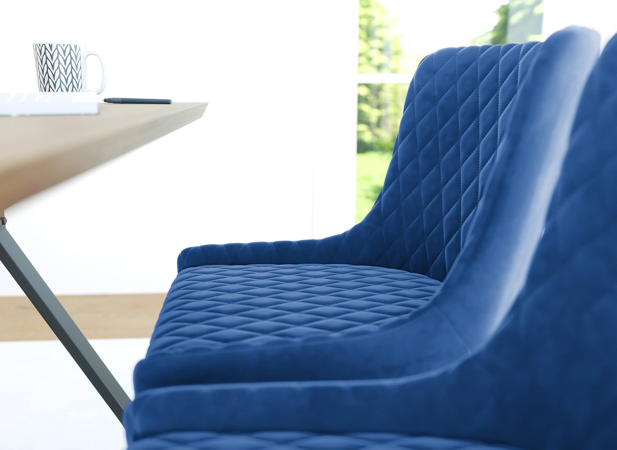 2er-Set Designer-Stühle aus blauem Samt JENNY