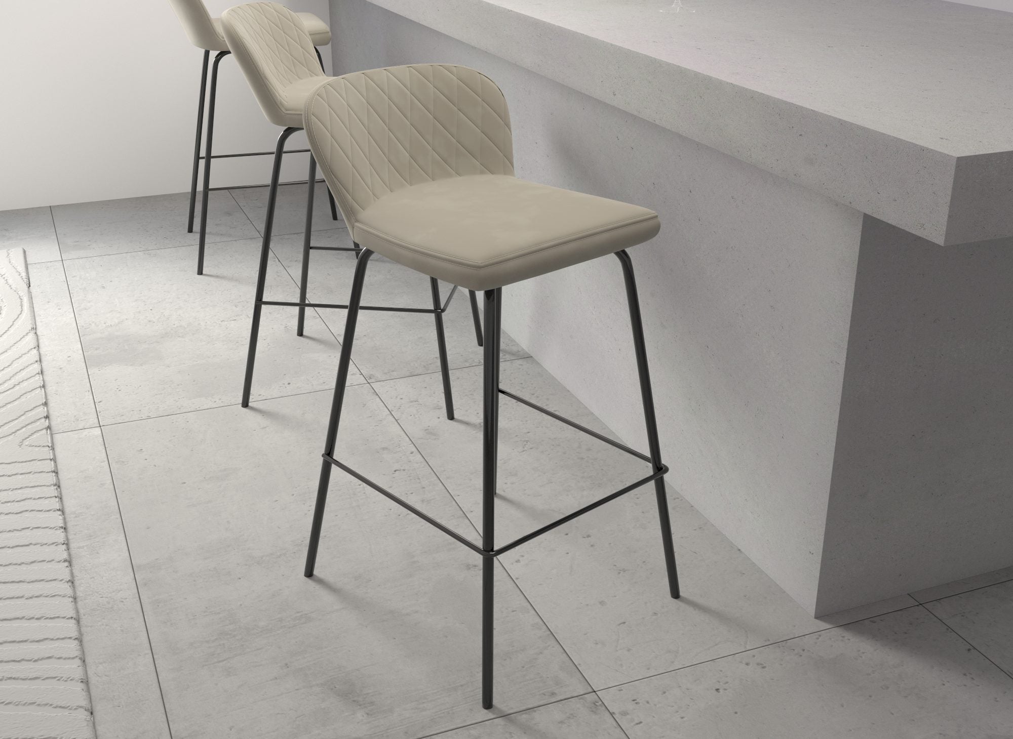 2er Set Designer Barhocker in beigem Samt BOSCO