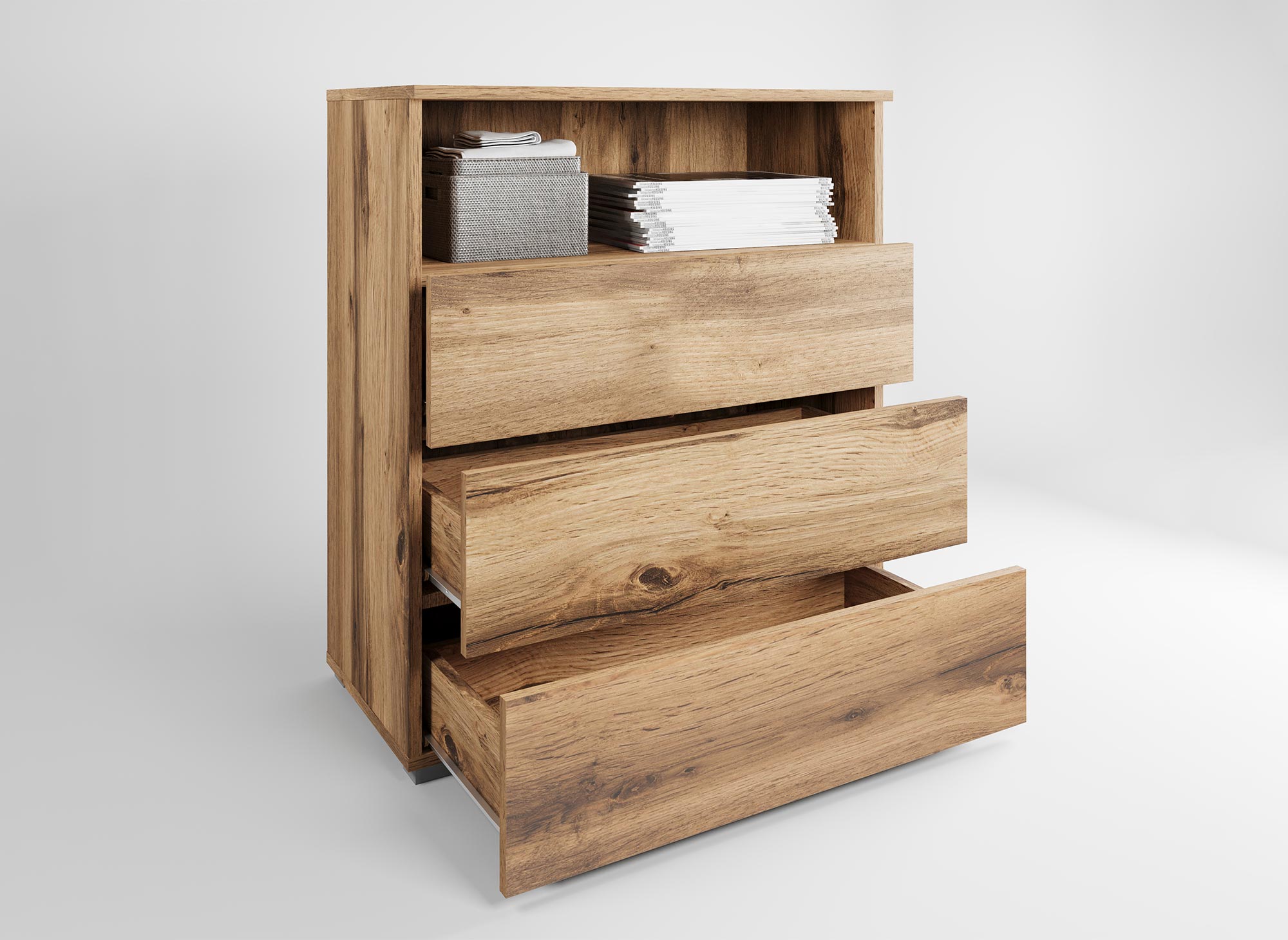 BAKI Holzschuhschrank mit 3 Schubladen und 1 Fach