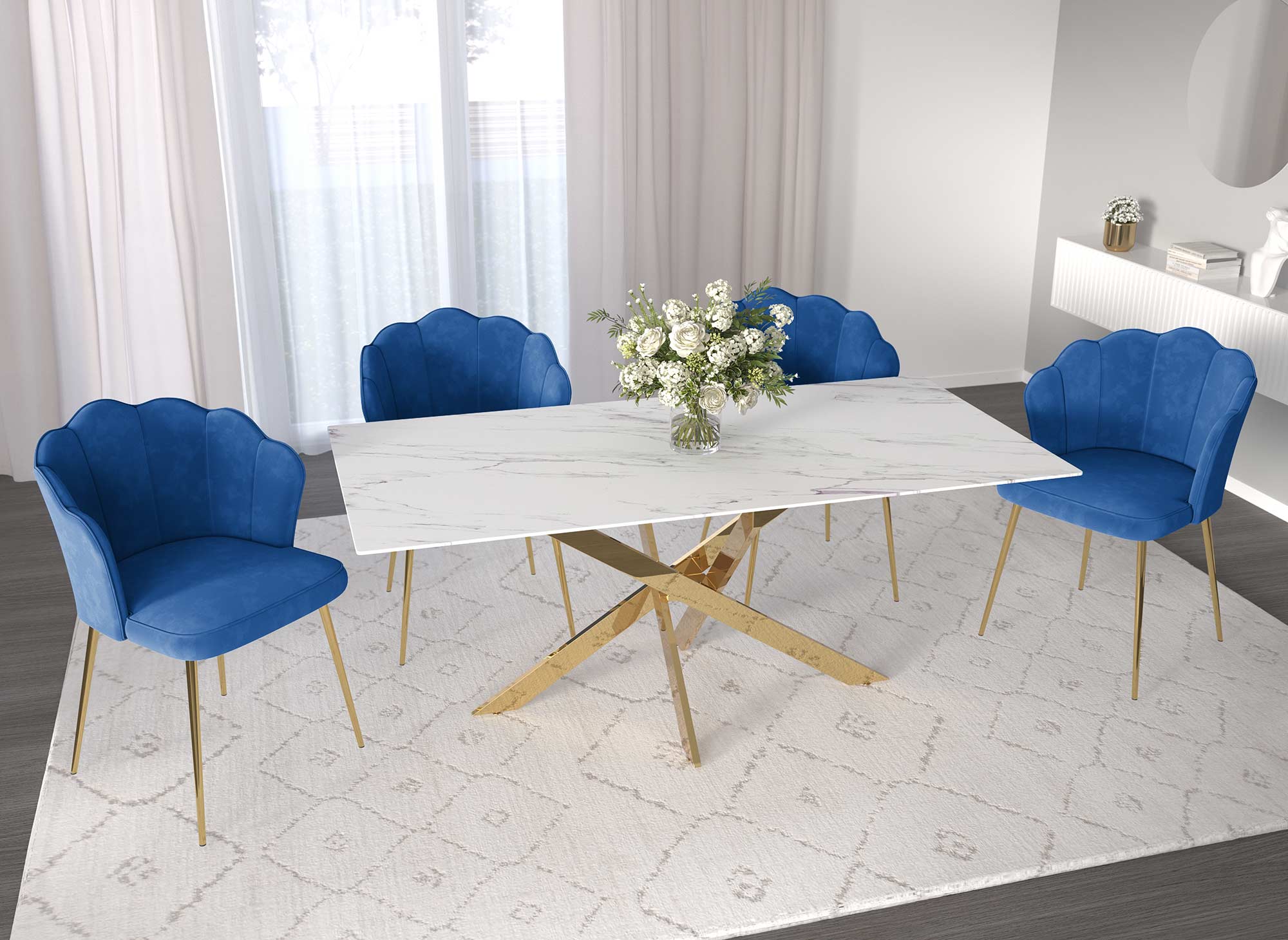 2er-Set Designerstühle aus blauem Samt GARANCE