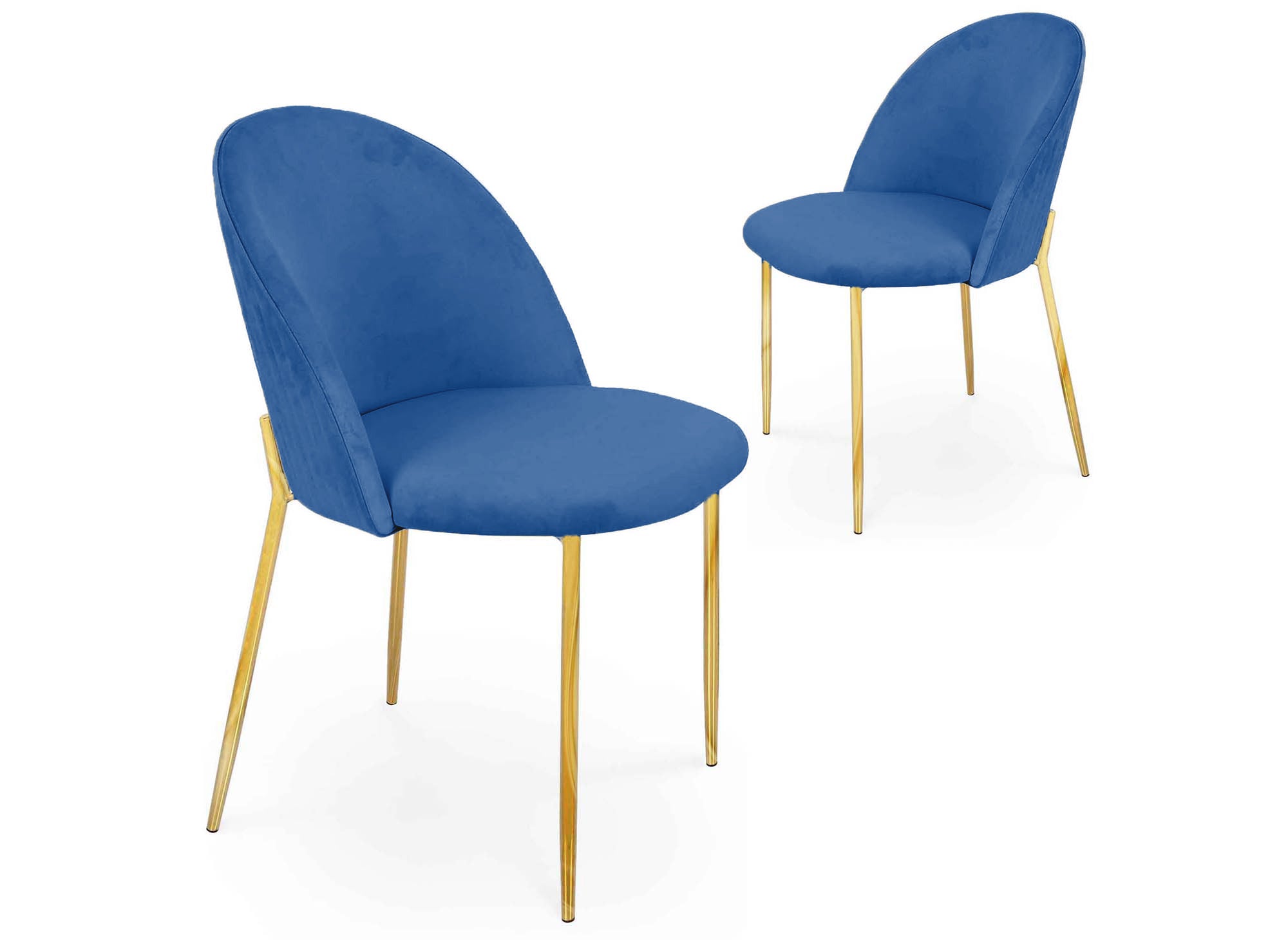 2er-Set Designerstühle aus blauem Samt ARABEL