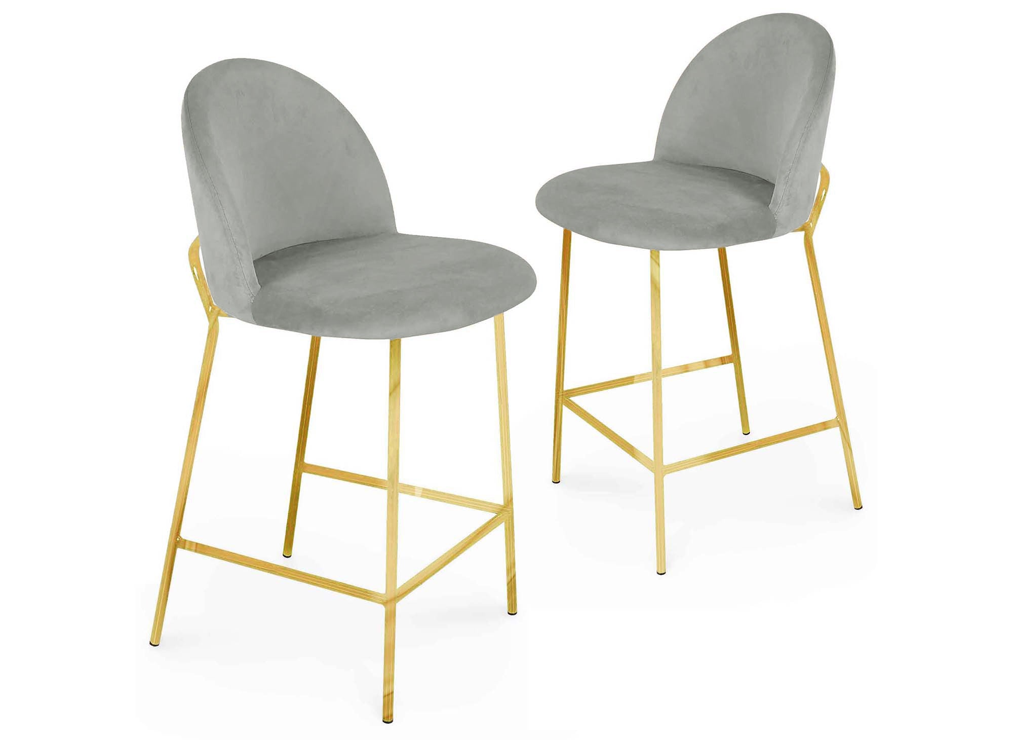 2er-Set Designer-Barhocker aus grauem Samt ARABEL