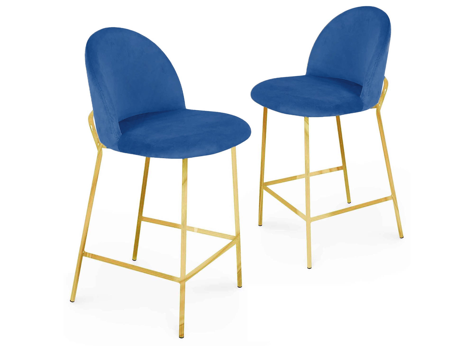 2er-Set Designer-Barhocker aus blauem Samt ARABEL