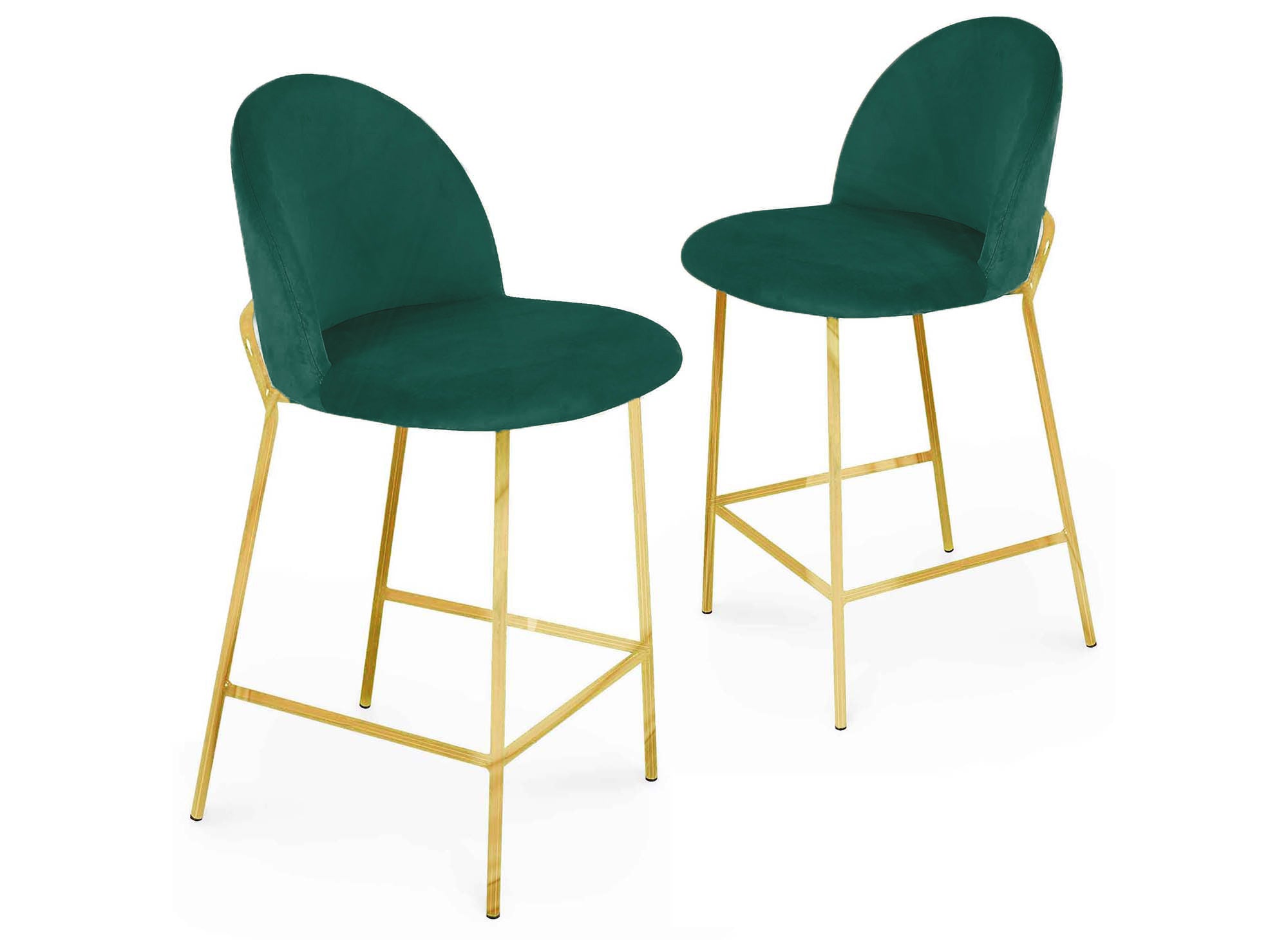 2er-Set Designer-Barhocker aus grünem Samt ARABEL