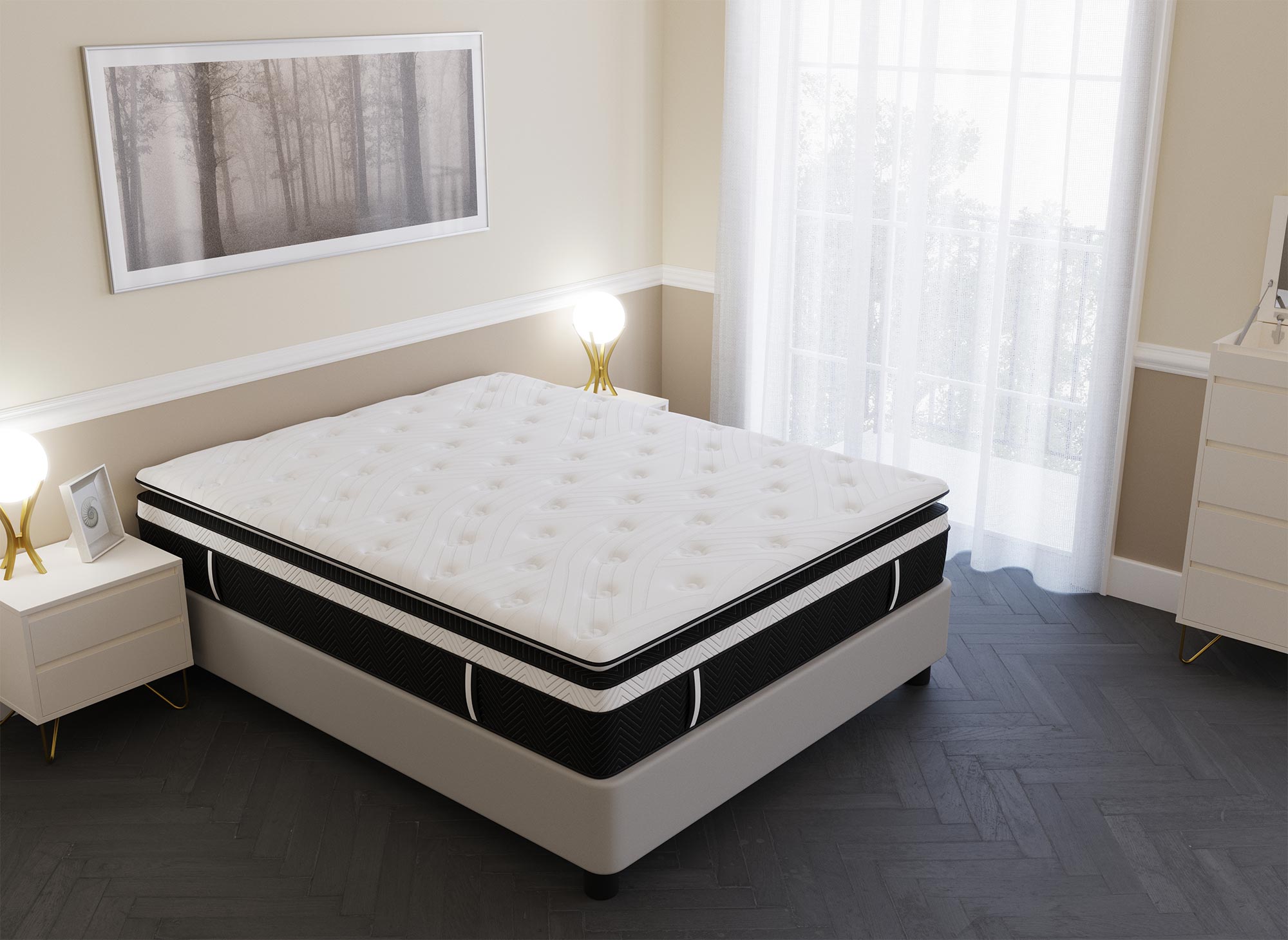 Hybrid-Memoryschaum-Matratze 180 x 200 cm, Dicke 35 cm - CLOUDY