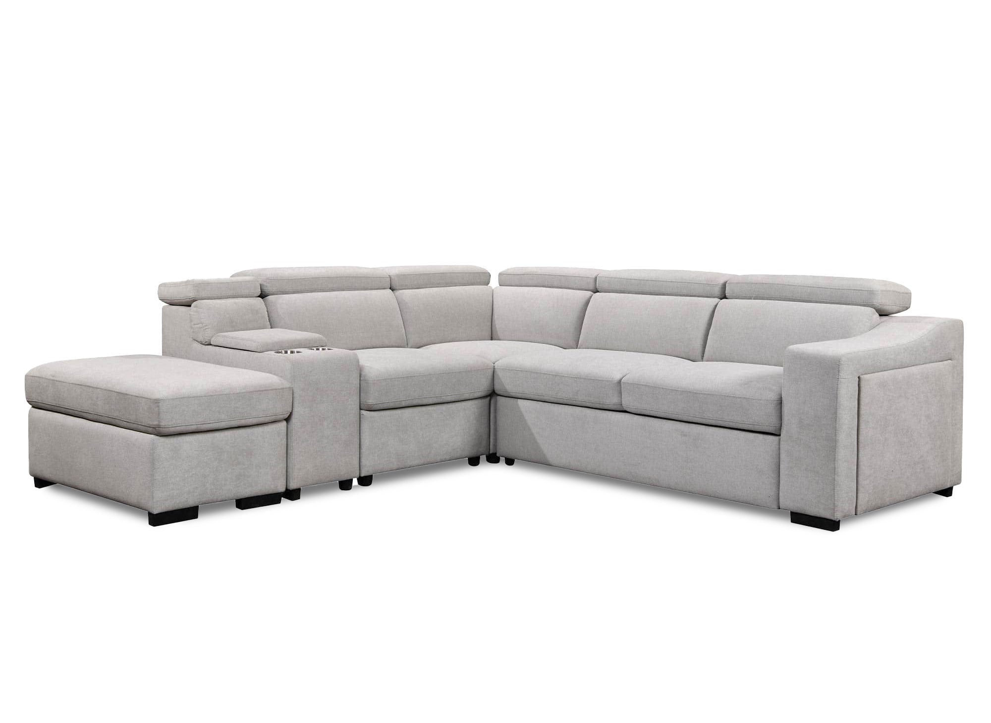 DEREK XL Ecksofa aus beigem Stoff, linke Ecke