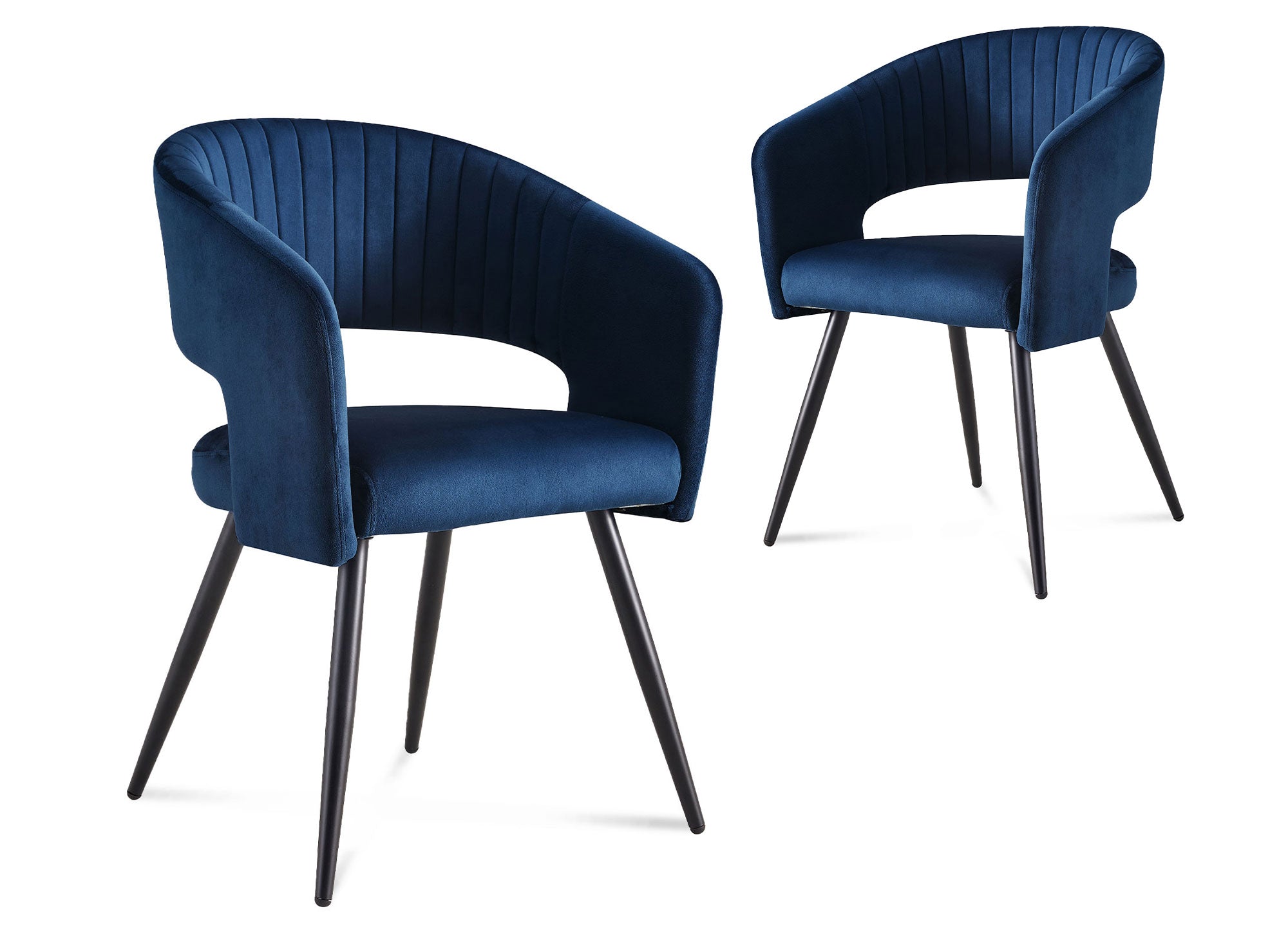 2er-Set GLORIA Designer-Stühle aus blauem Samt