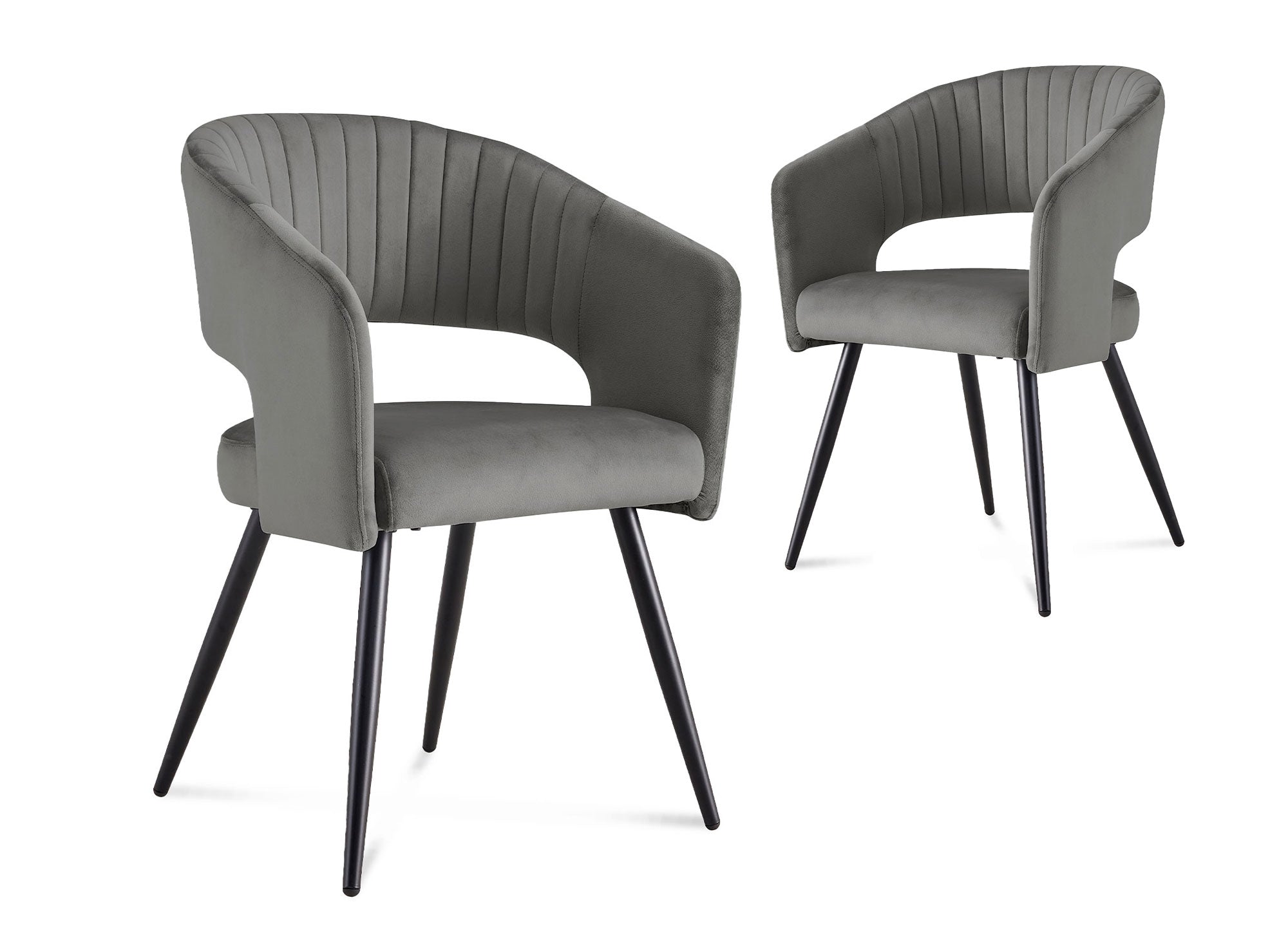 2er-Set GLORIA Designer-Stühle in grauem Samt