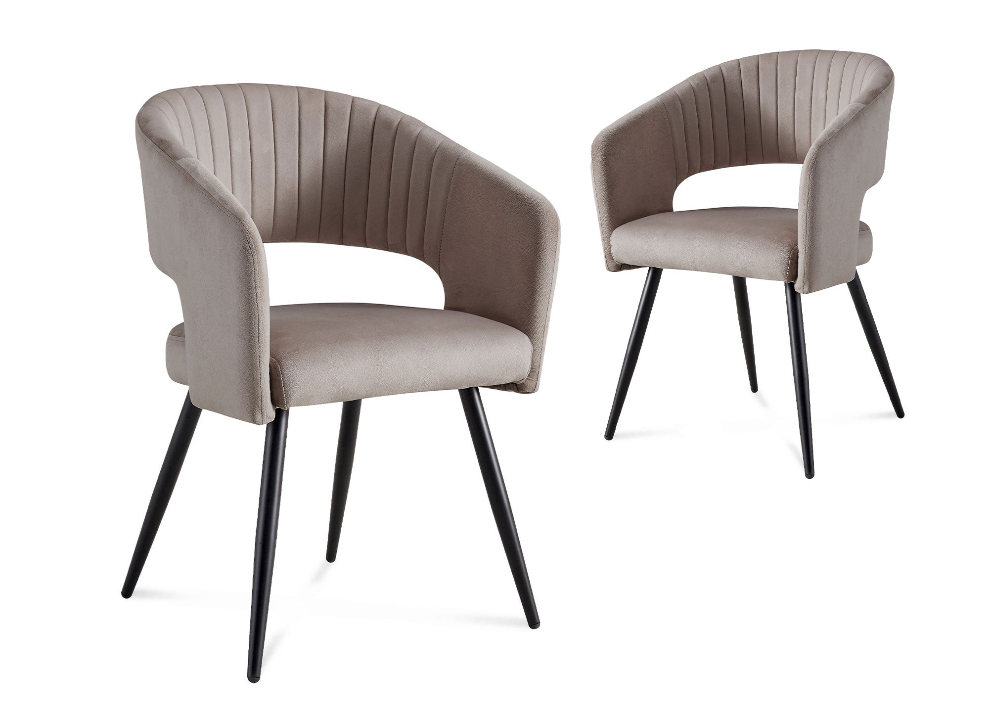 2er-Set GLORIA Designer-Stühle in beigem Samt