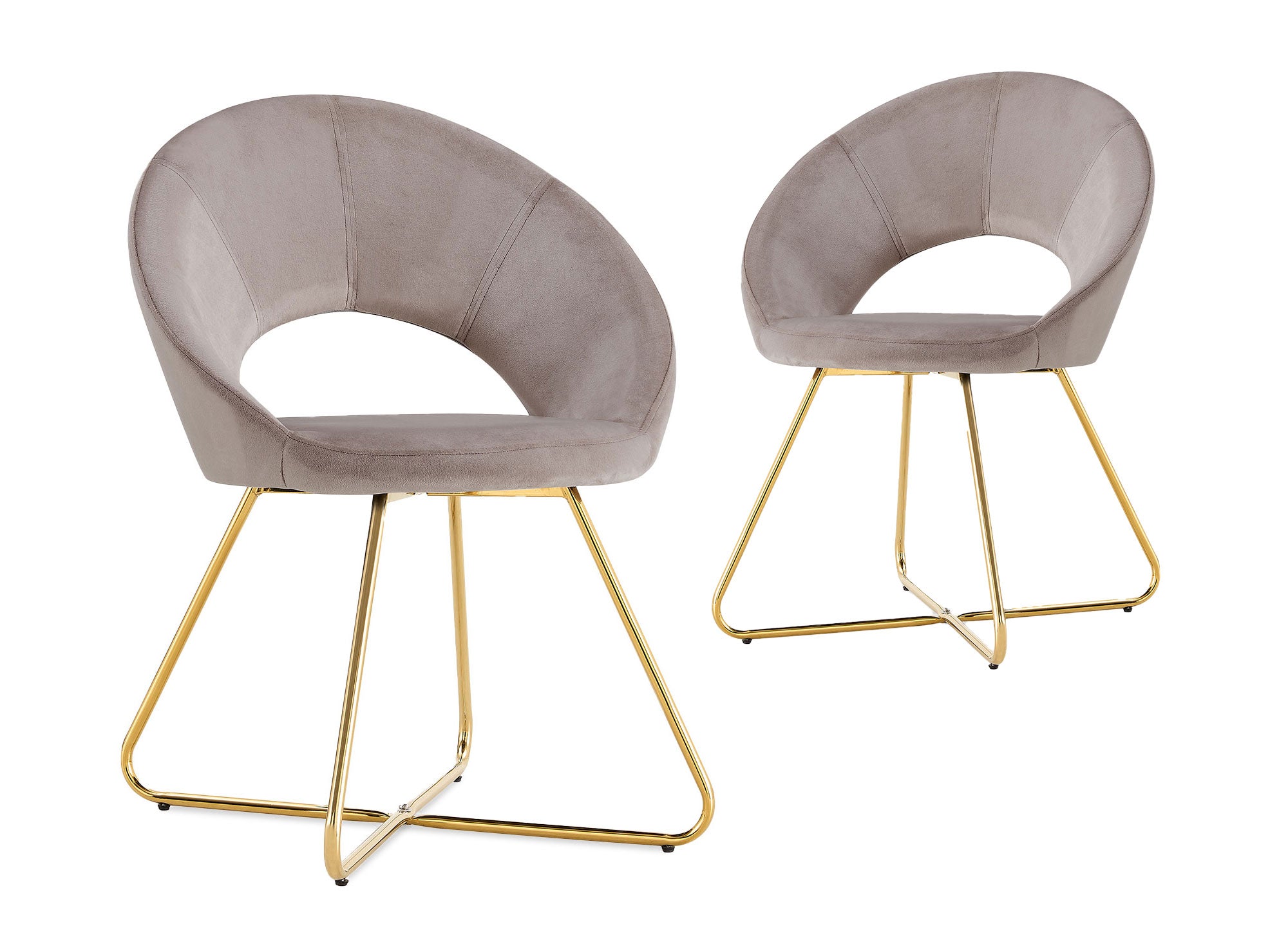 2er-Set Designer-Stühle PETRA aus beigem Samt