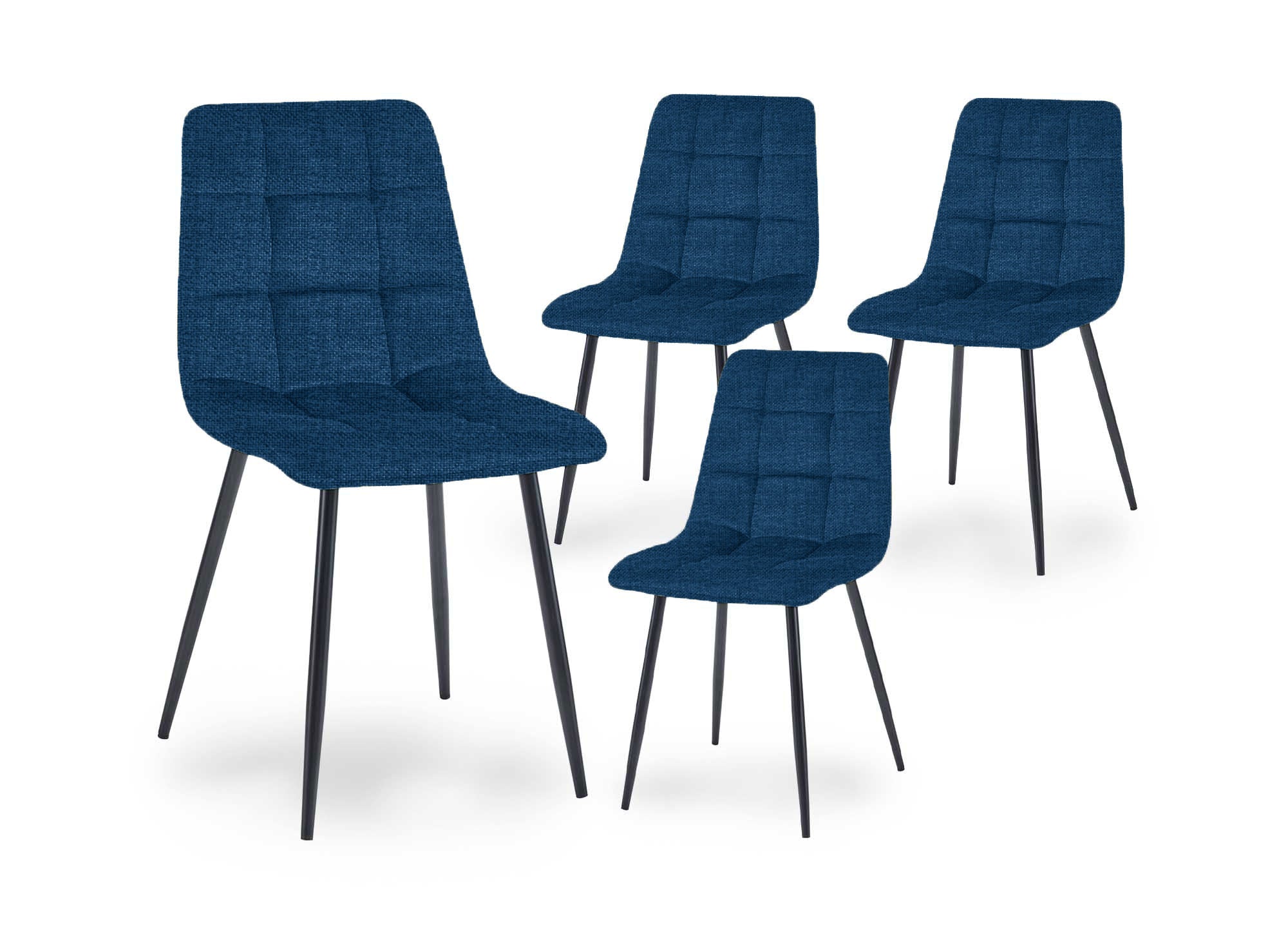 4er-Set JEREMI gepolsterte Stühle aus blauem Stoff