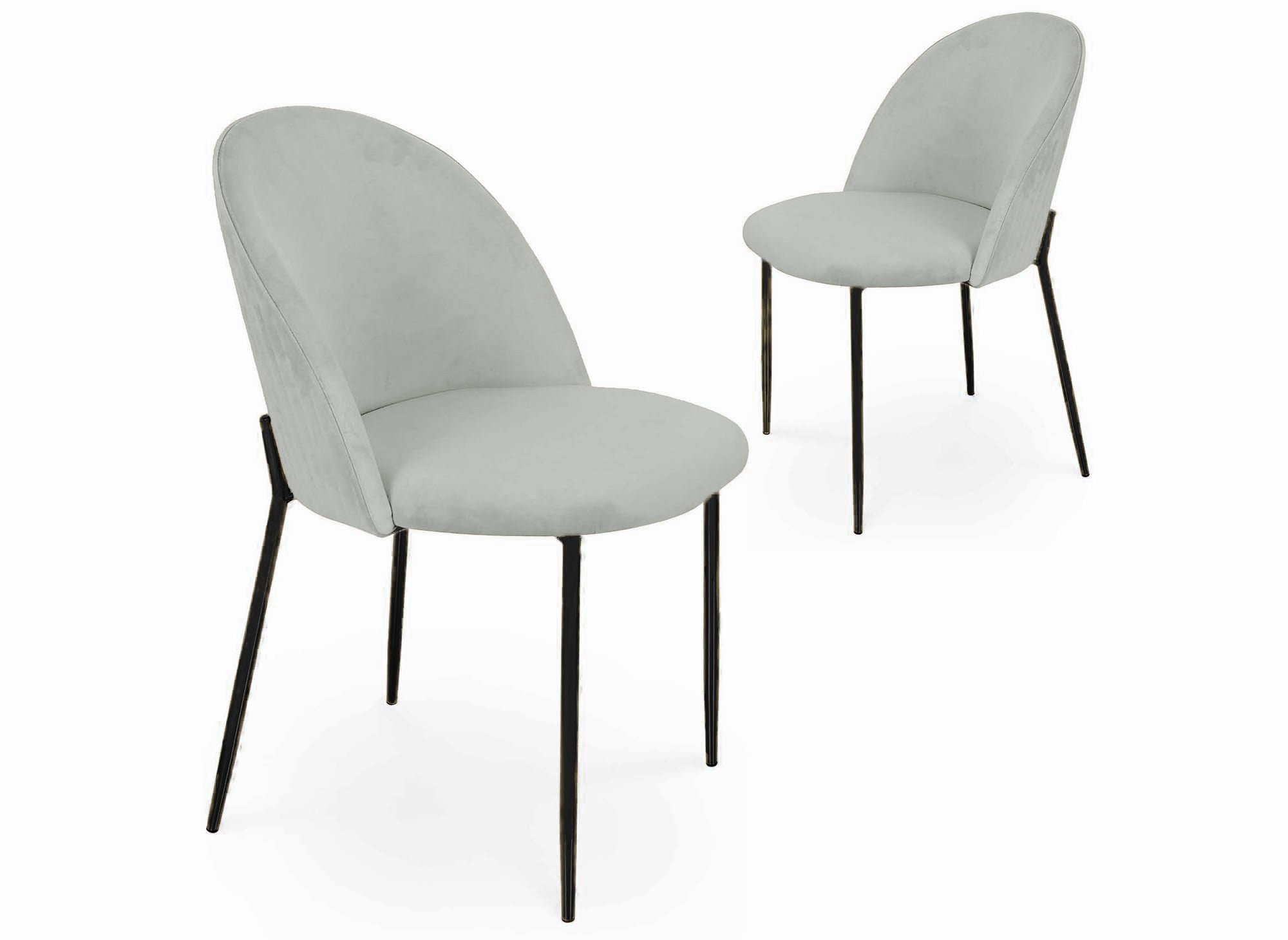 2er-Set Designerstühle aus grauem Samt mit schwarzen Beinen ARABEL