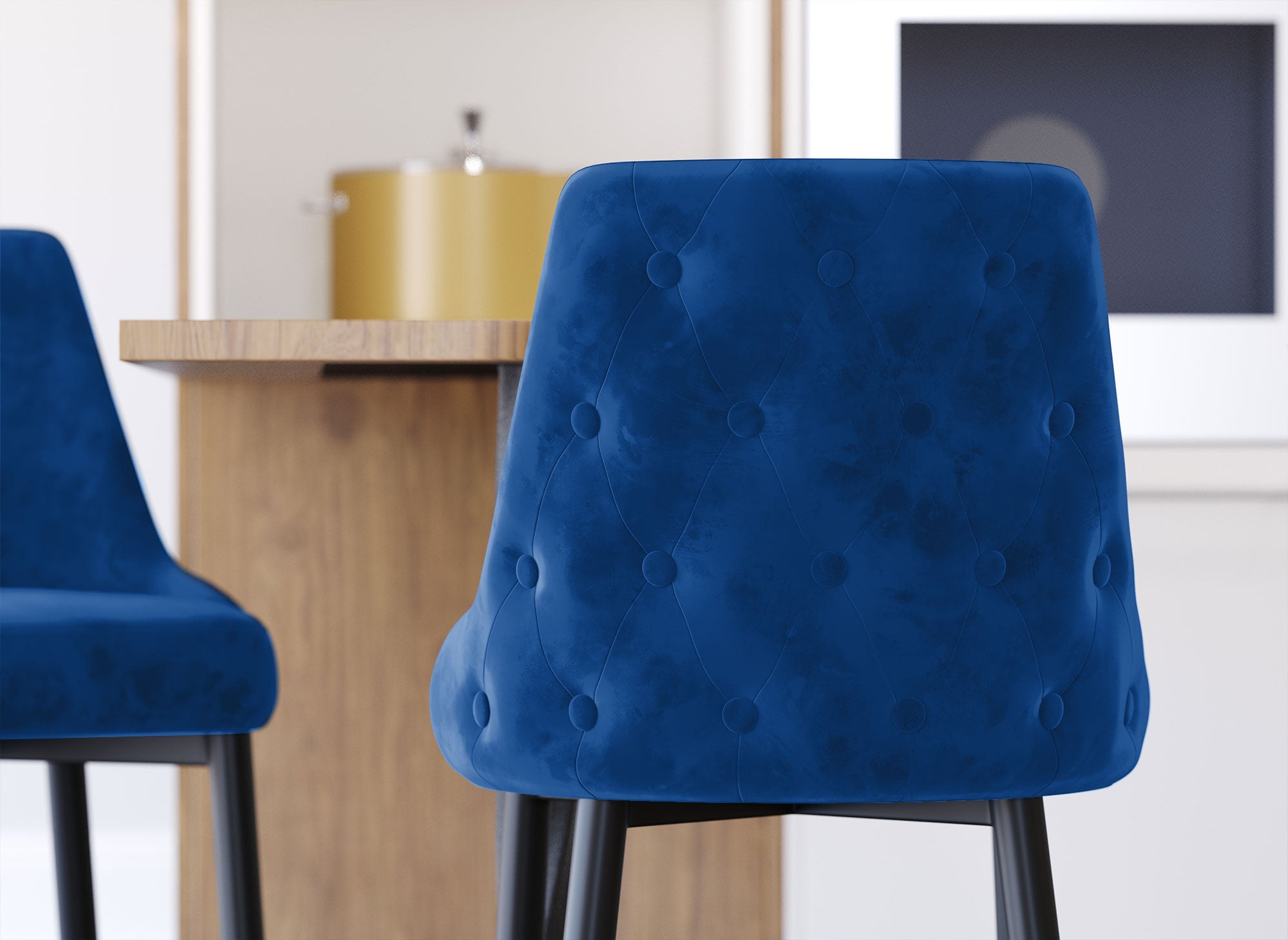 2er-Set DORINA Barhocker aus blauem Samt