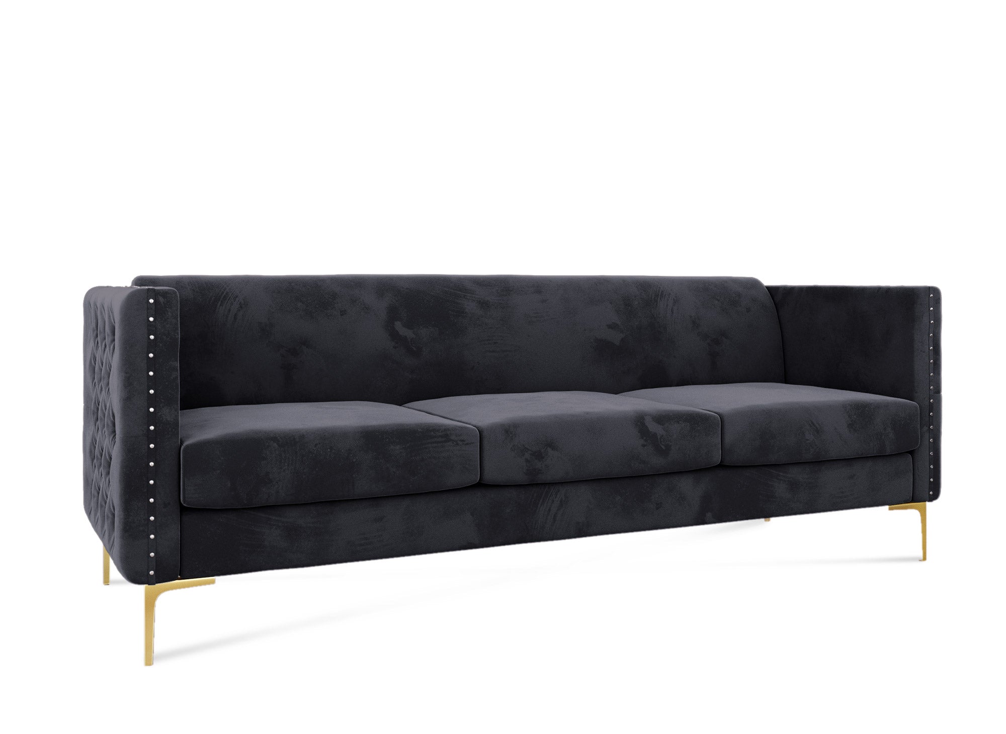 CYNTHIA 3-Sitzer-Sofa aus grauem Samt