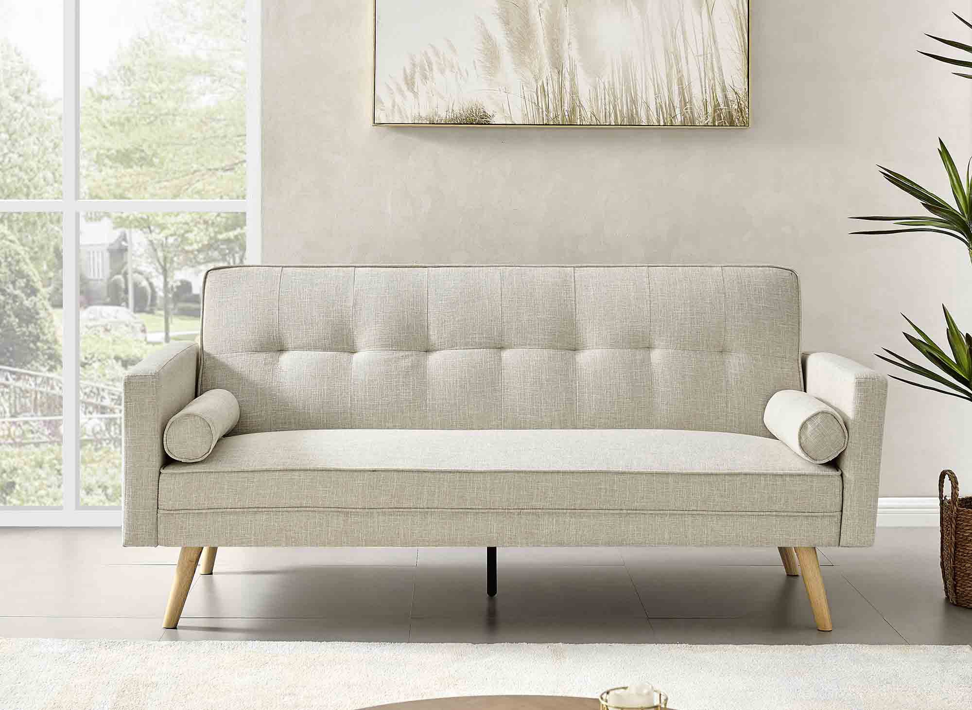 Beiges Stoffschlafsofa TANIA