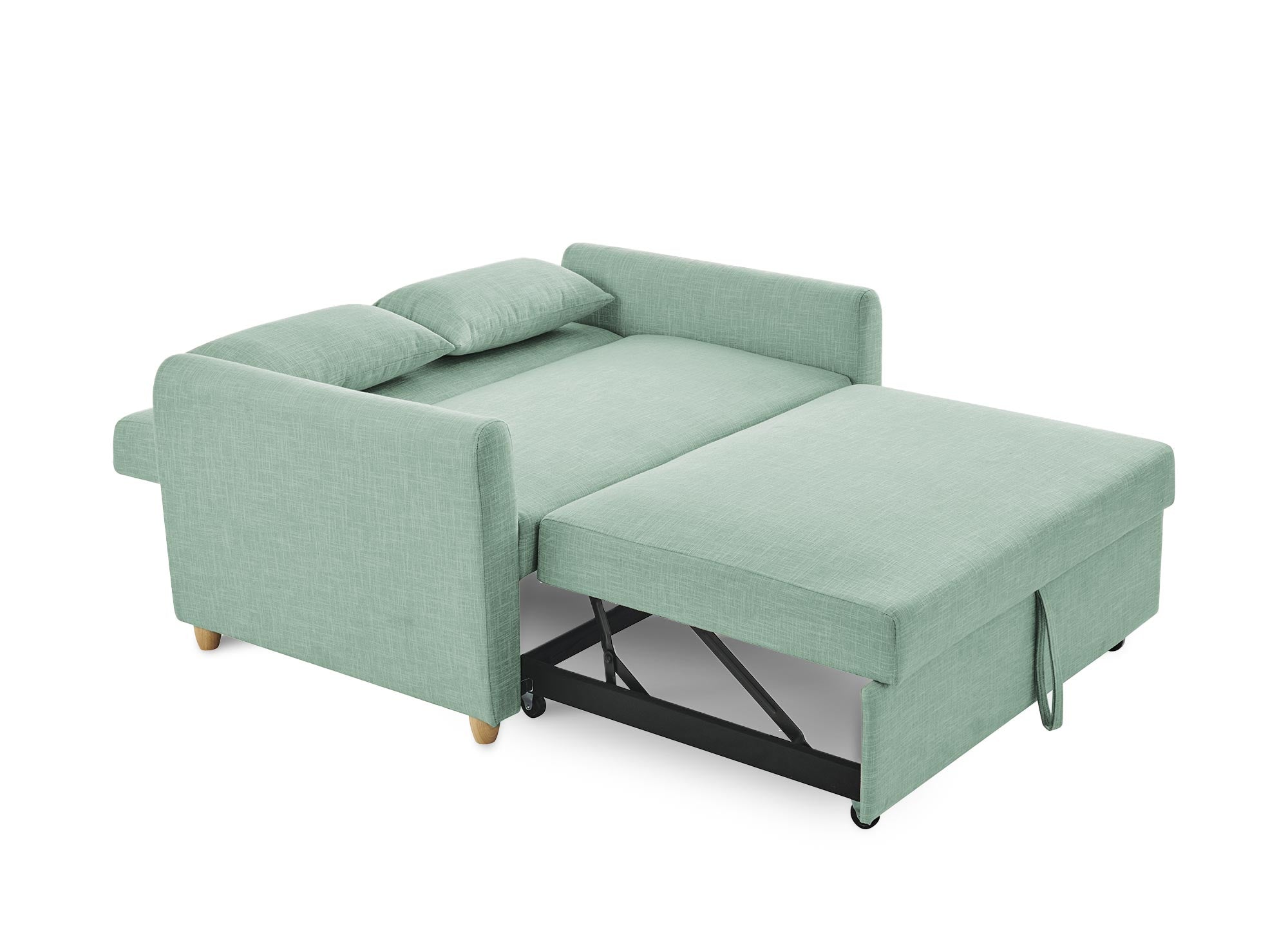 Skandinavisches Schlafsofa aus wassergrünem Stoff KALAYA
