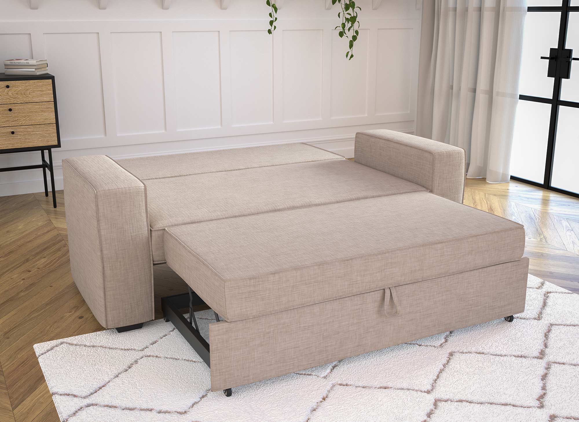 JAMES 3-Sitzer-Schlafsofa aus beigem Stoff