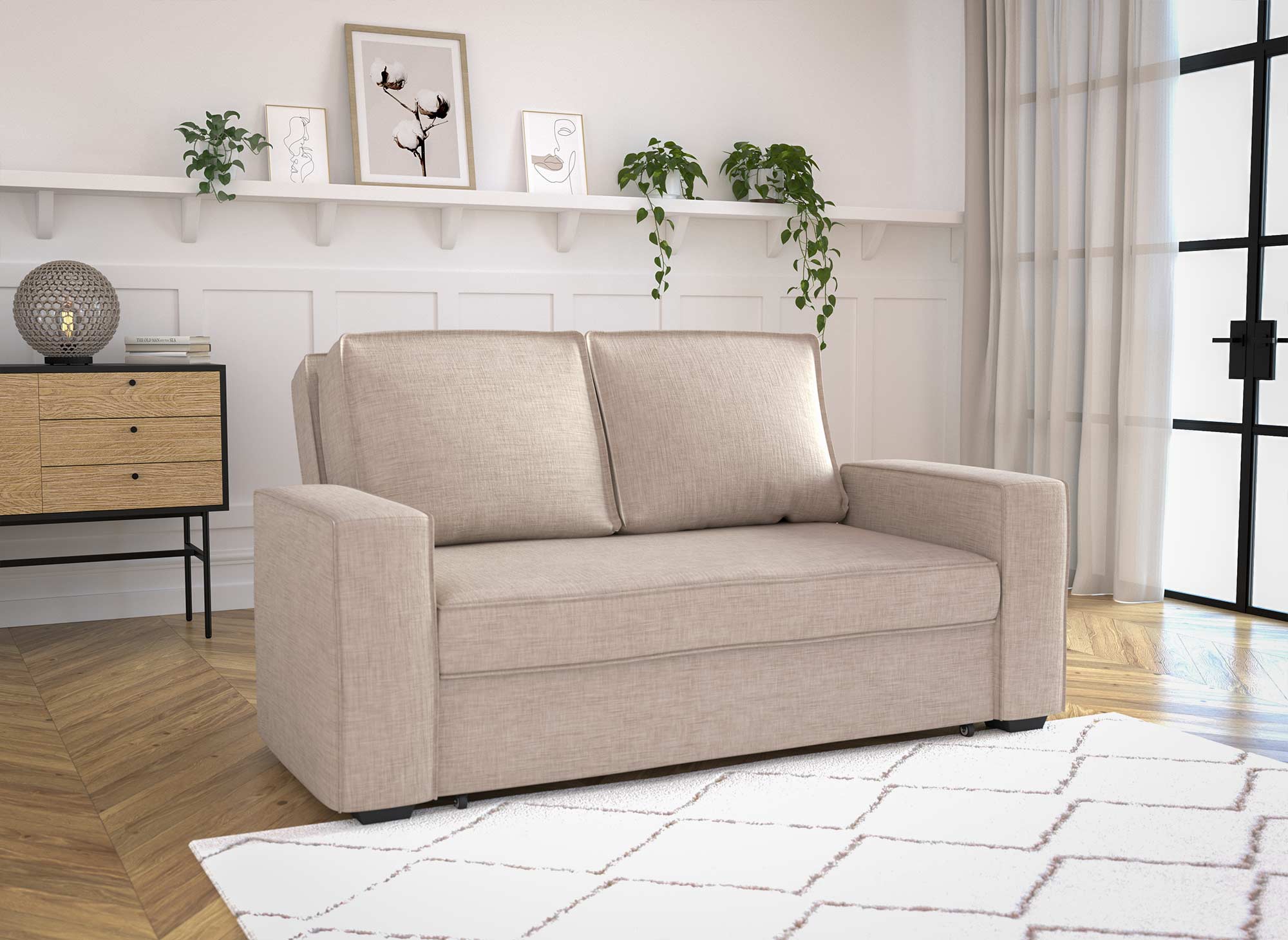 JAMES 3-Sitzer-Schlafsofa aus beigem Stoff