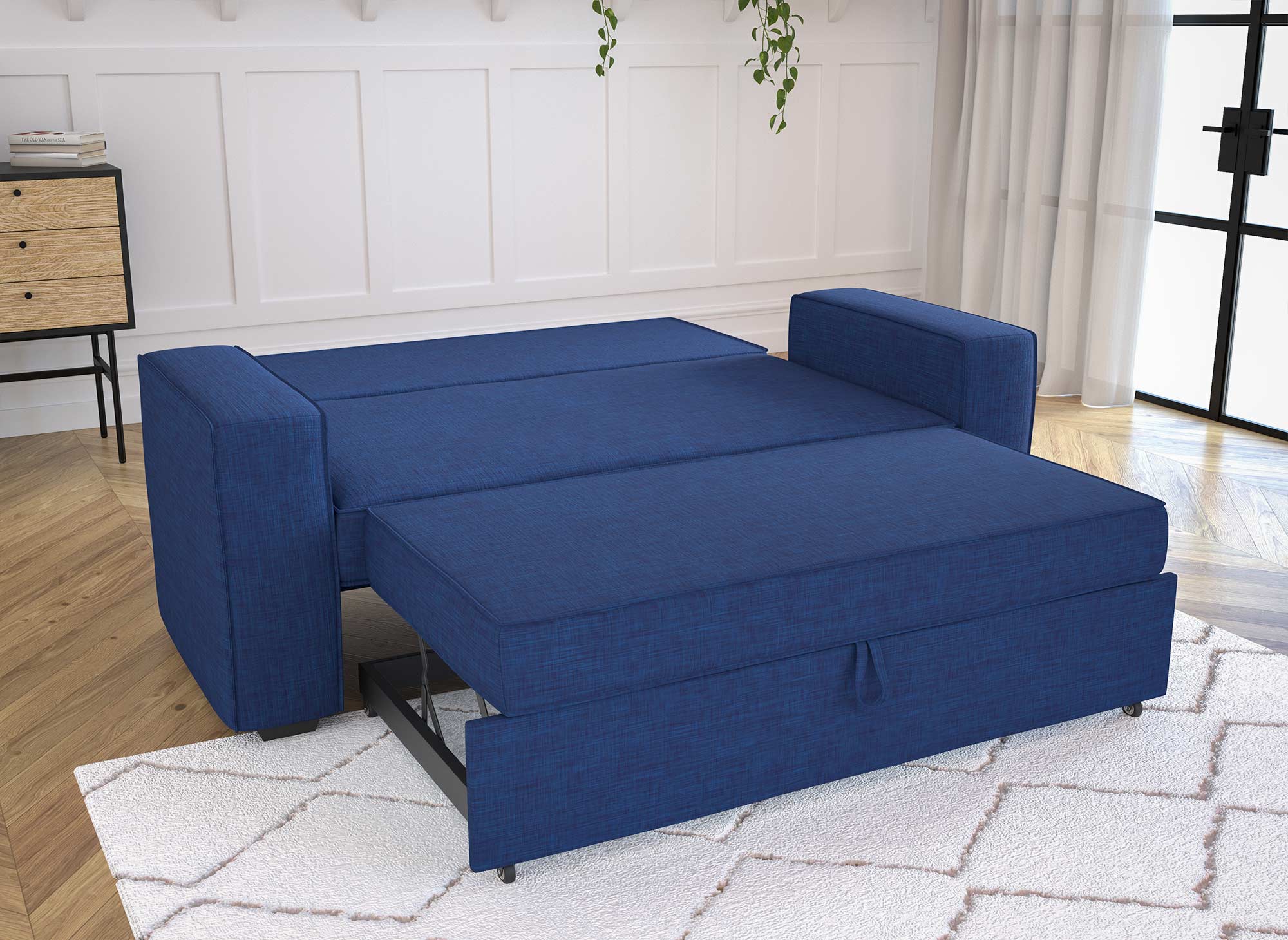 JAMES 3-Sitzer-Schlafsofa aus blauem Stoff