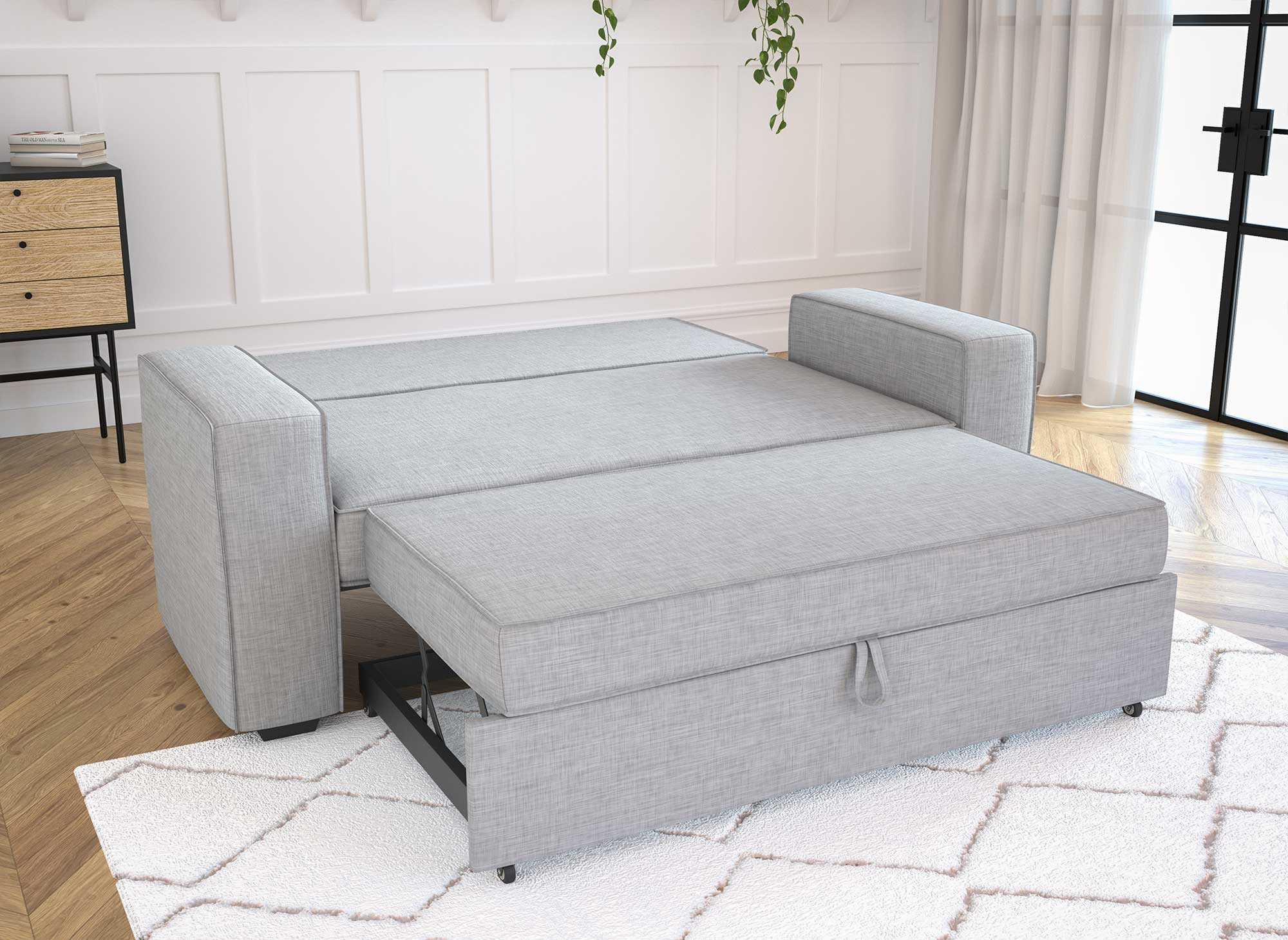 JAMES 3-Sitzer-Schlafsofa aus hellgrauem Stoff