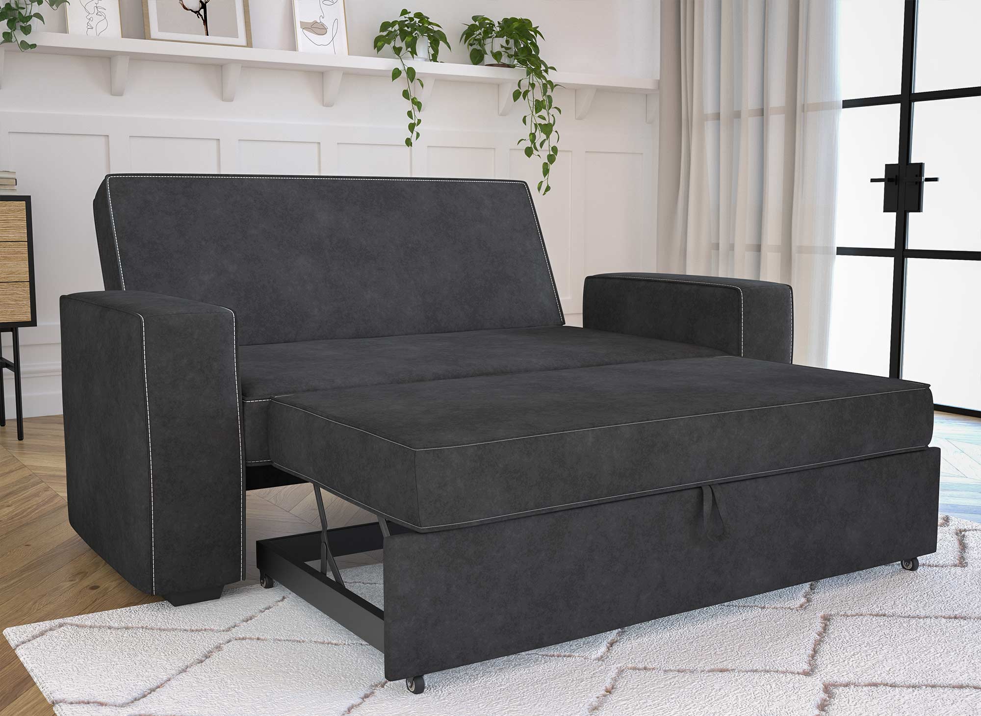 JAMES graues 3-Sitzer-Schlafsofa