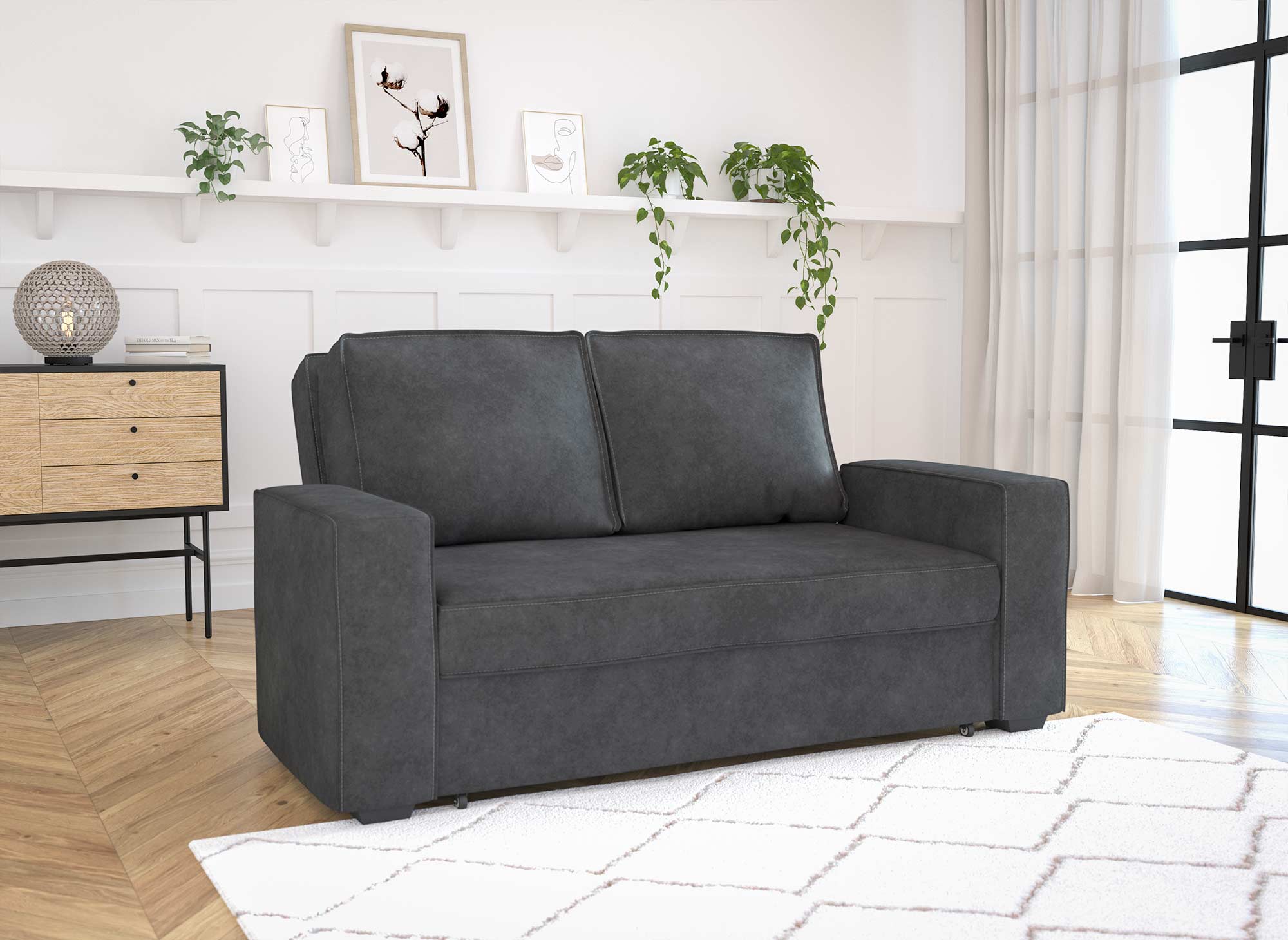 JAMES graues 3-Sitzer-Schlafsofa