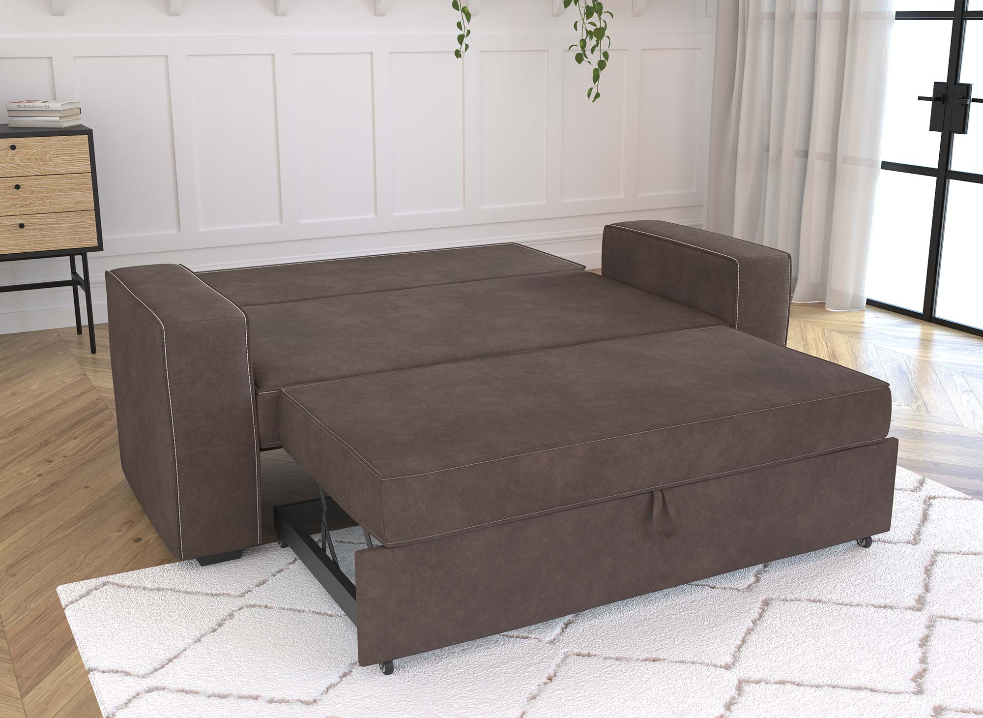 Braunes 3-Sitzer-Schlafsofa JAMES