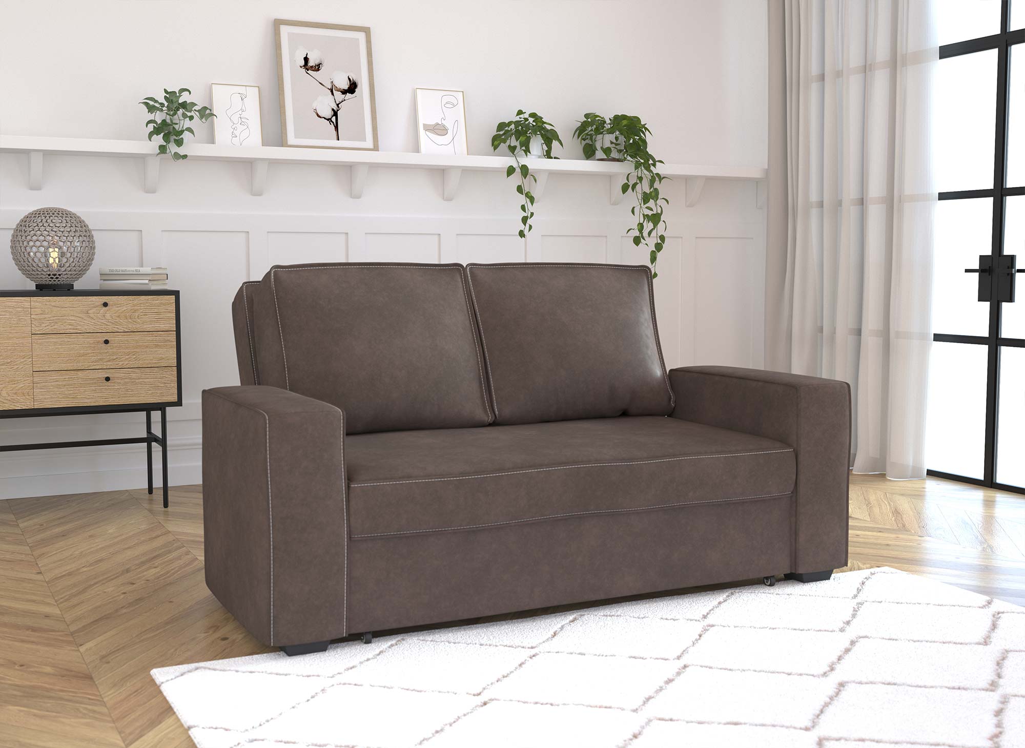 Braunes 3-Sitzer-Schlafsofa JAMES
