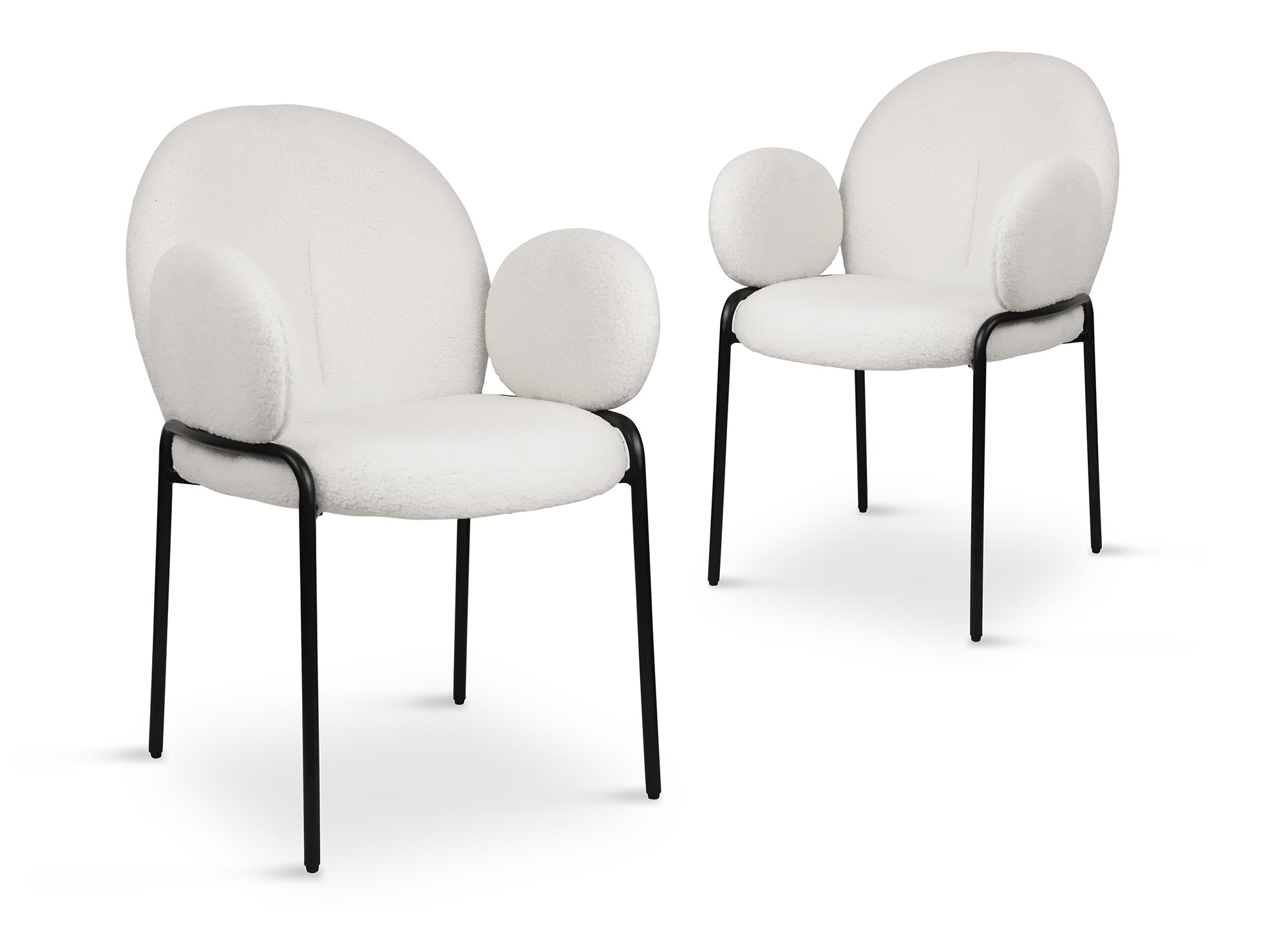 2er Set Designer-Sessel mit Armlehnen in weißem Frotteestoff BENTA