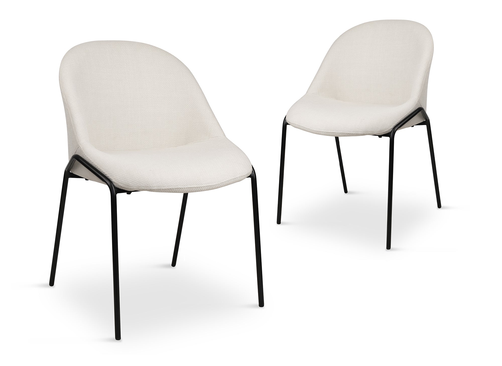 2er Set Designerstühle aus beigem Leinenstoff ZAYA