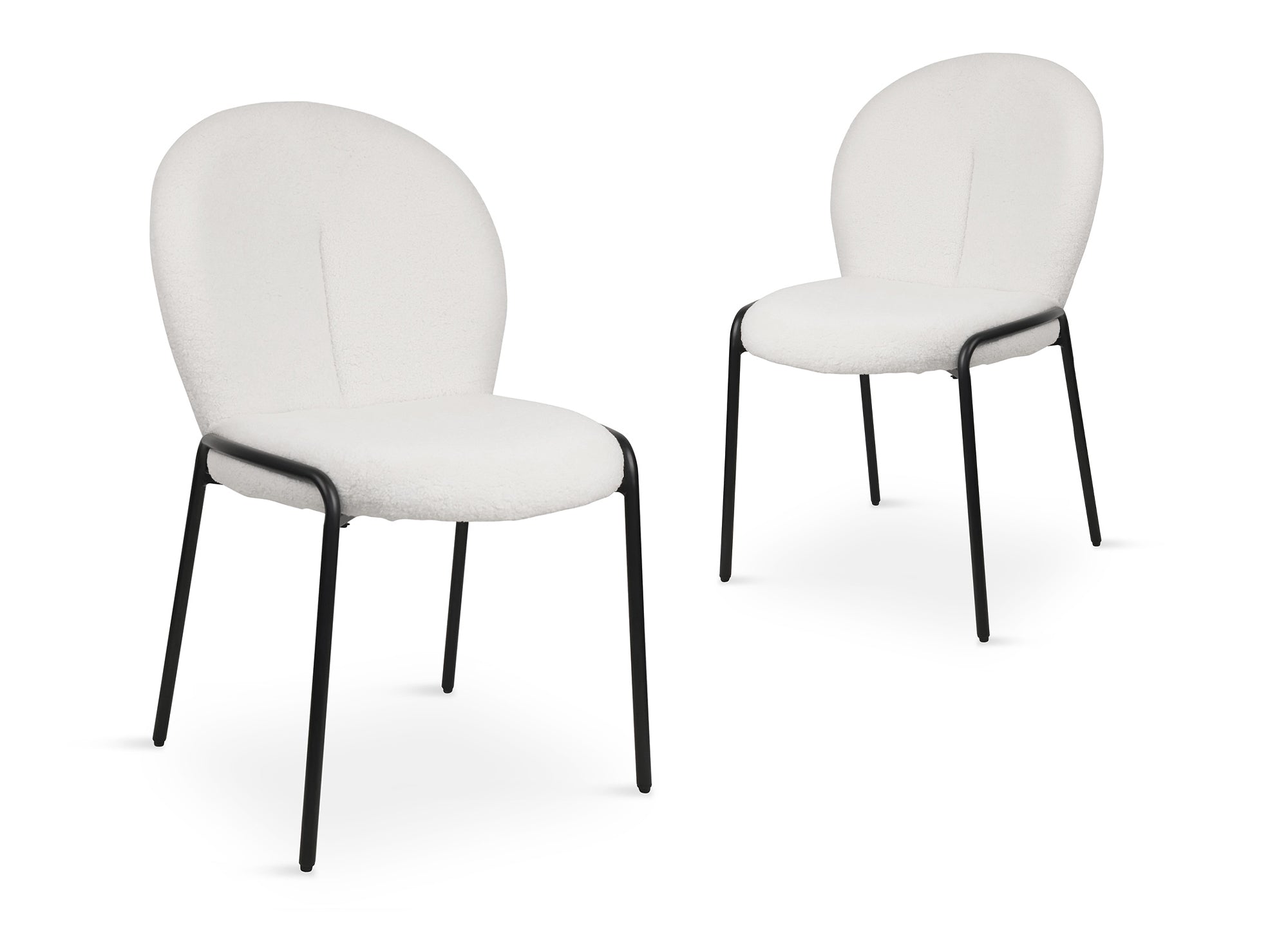 2er Set Designerstühle in weißem Frotteestoff BENTA
