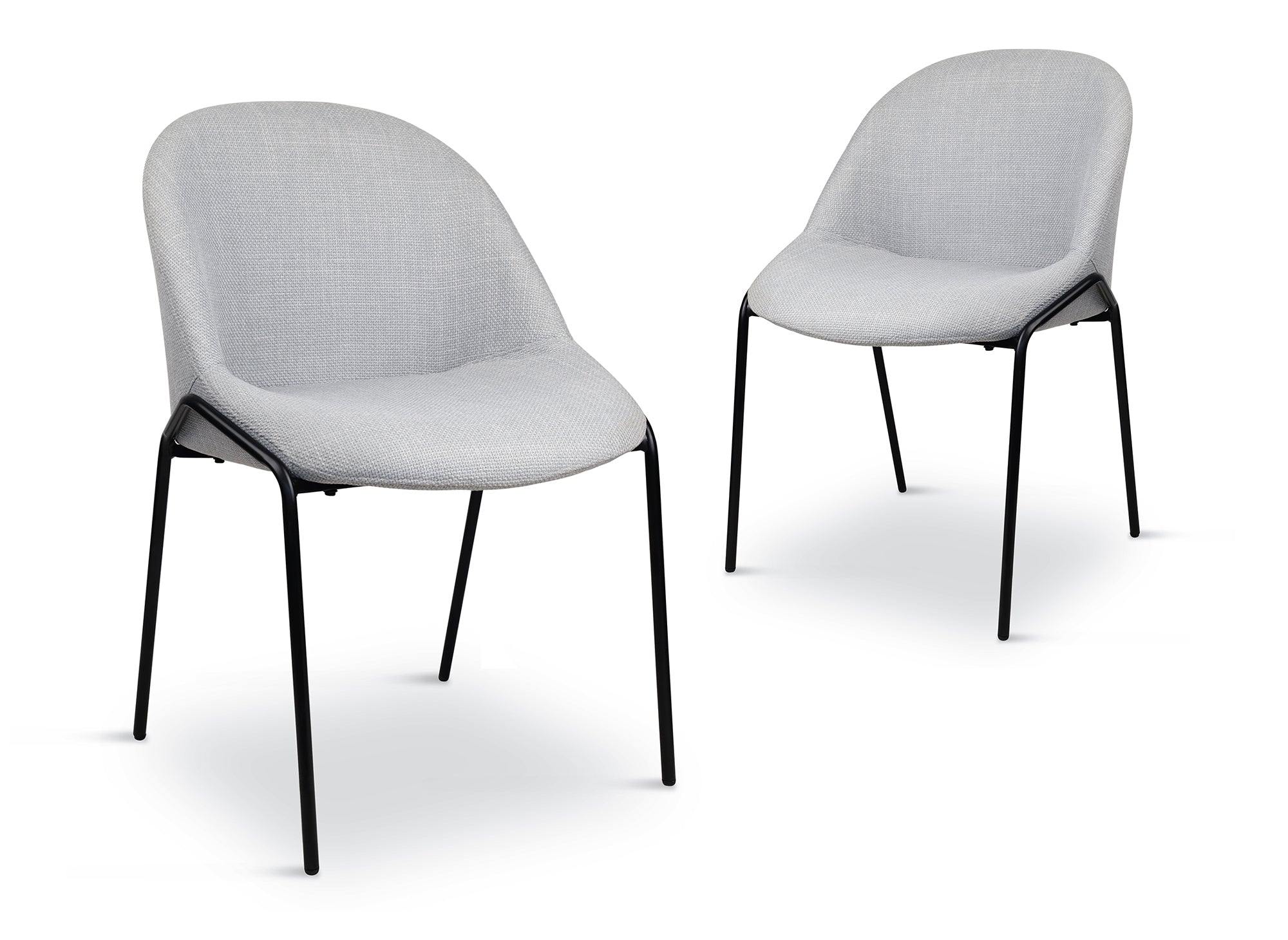 2er-Set Designerstühle aus grauem Leinenstoff ZAYA