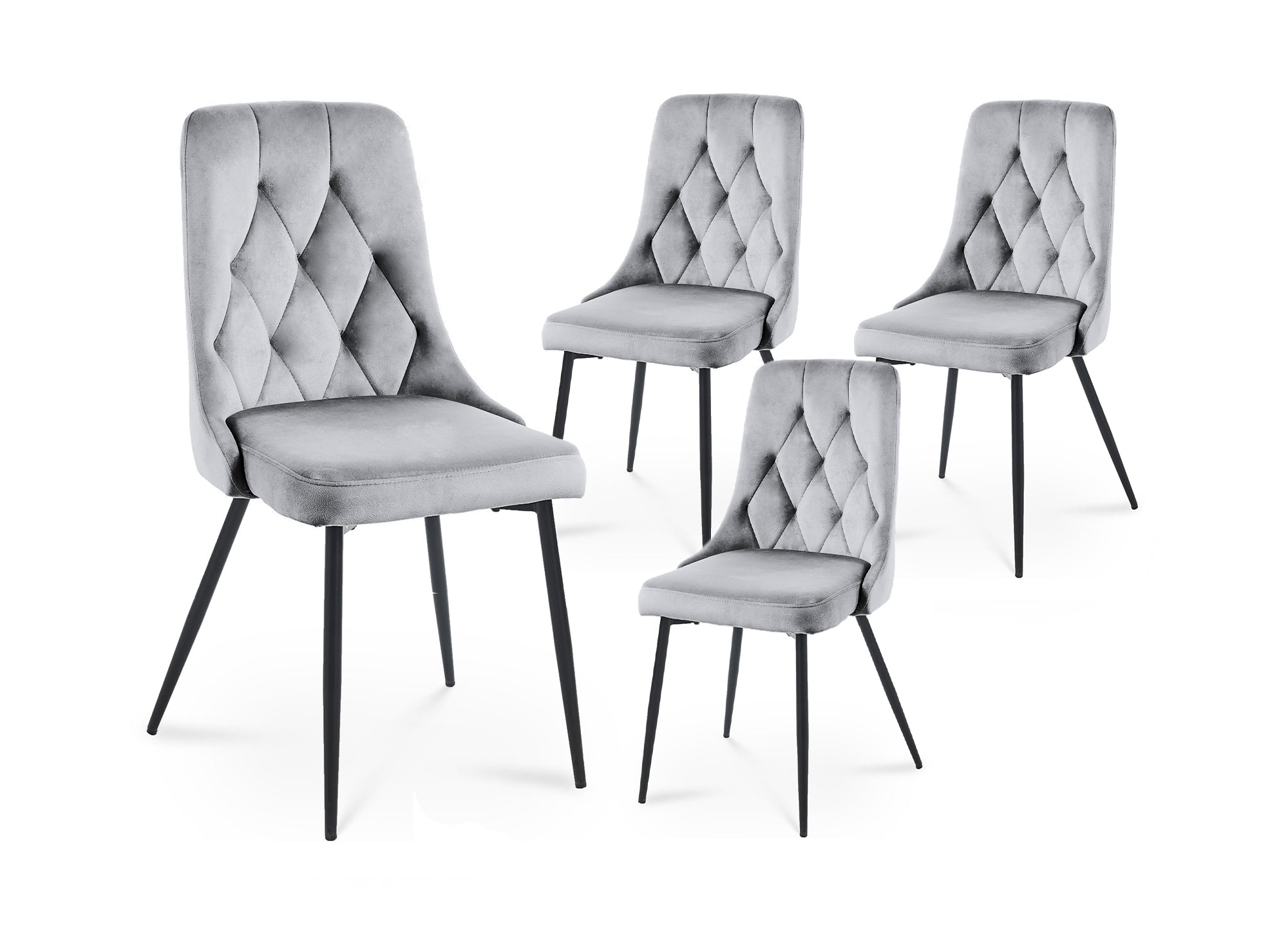 4er-Set OLVEA-Designerstühle aus grauem Samt