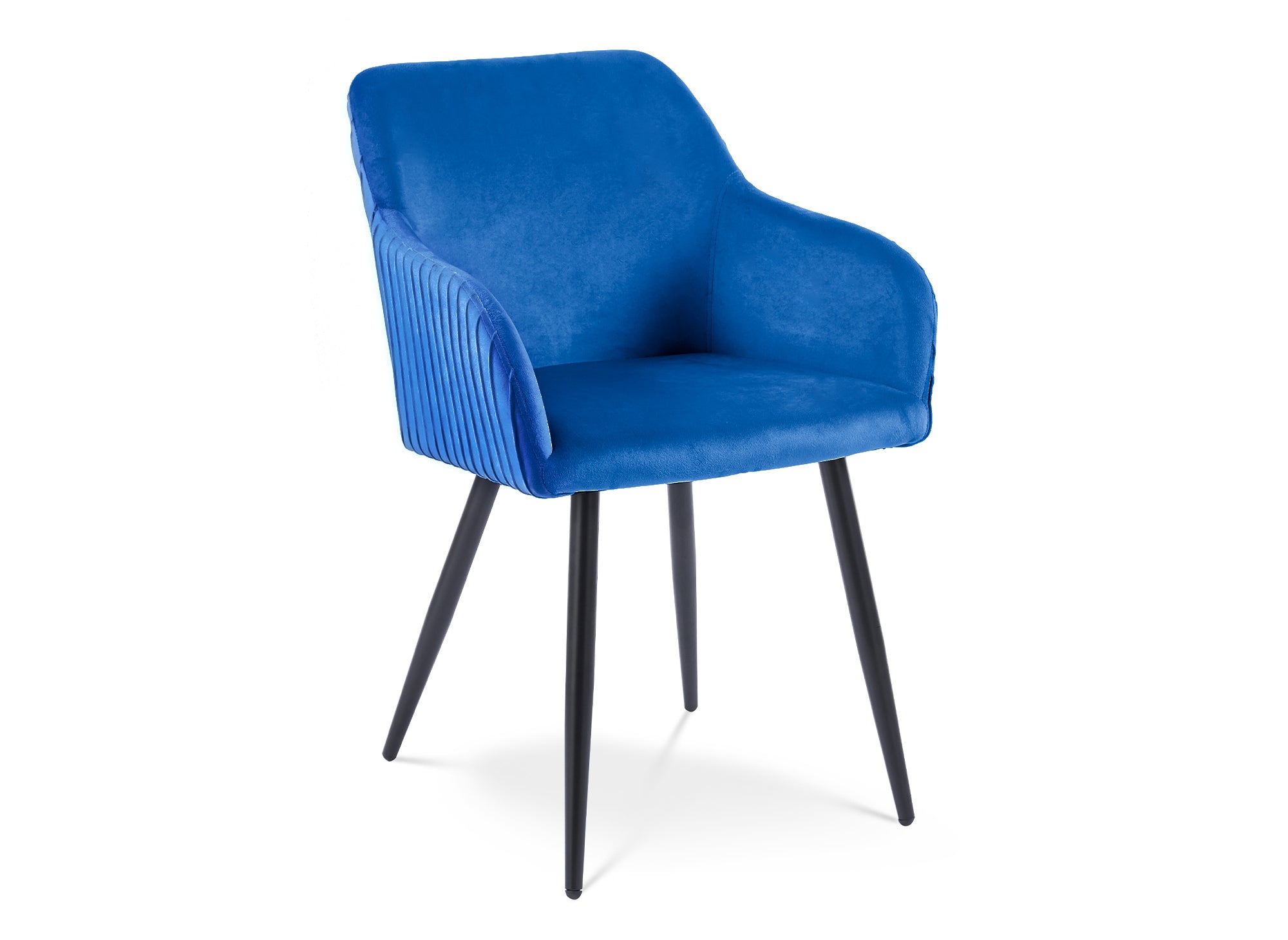 2er-Set blaue Samtstühle mit schwarzen Metallbeinen DEVOR
