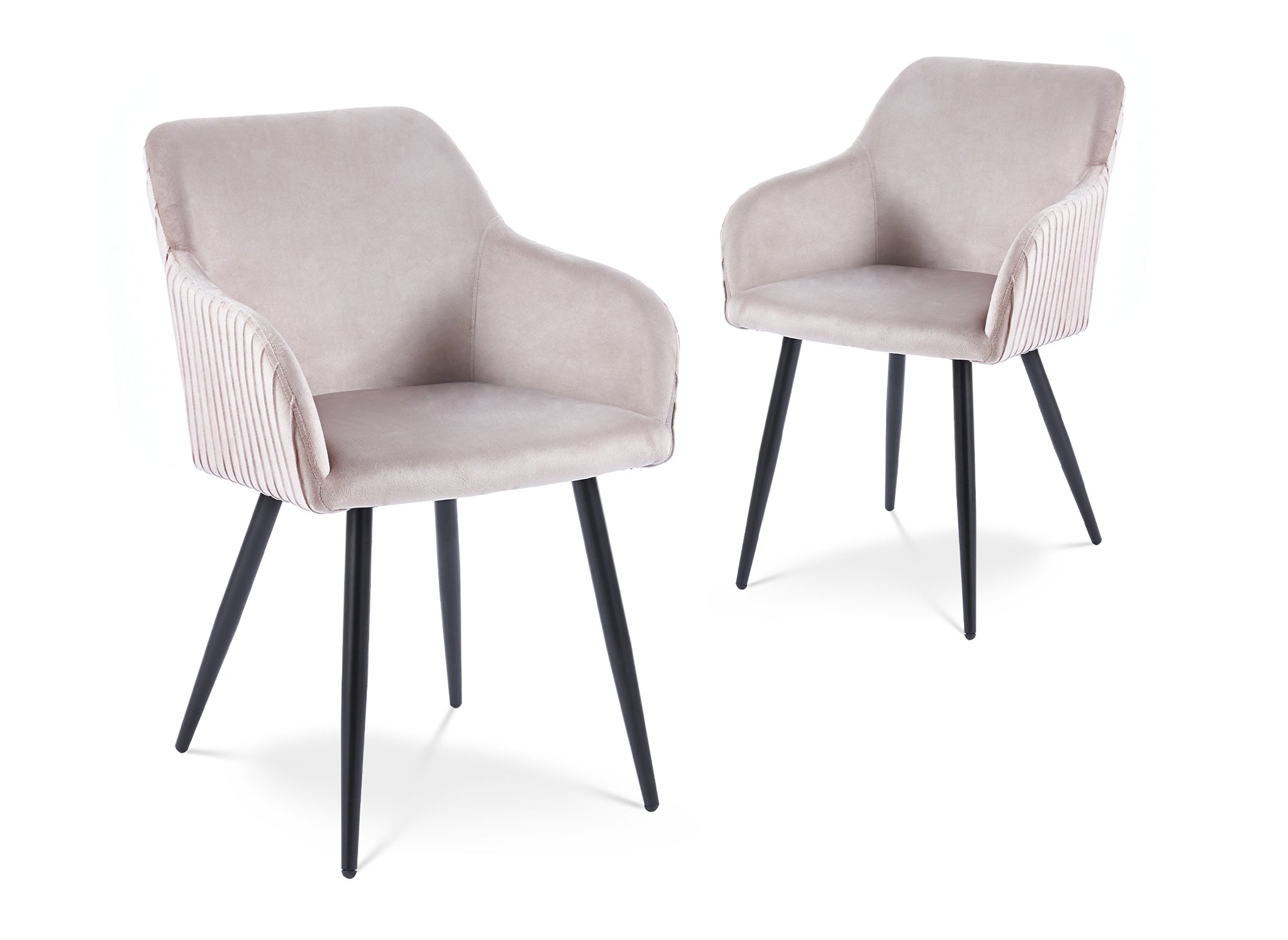2er-Set beige Samtstühle mit schwarzen Metallbeinen DEVOR