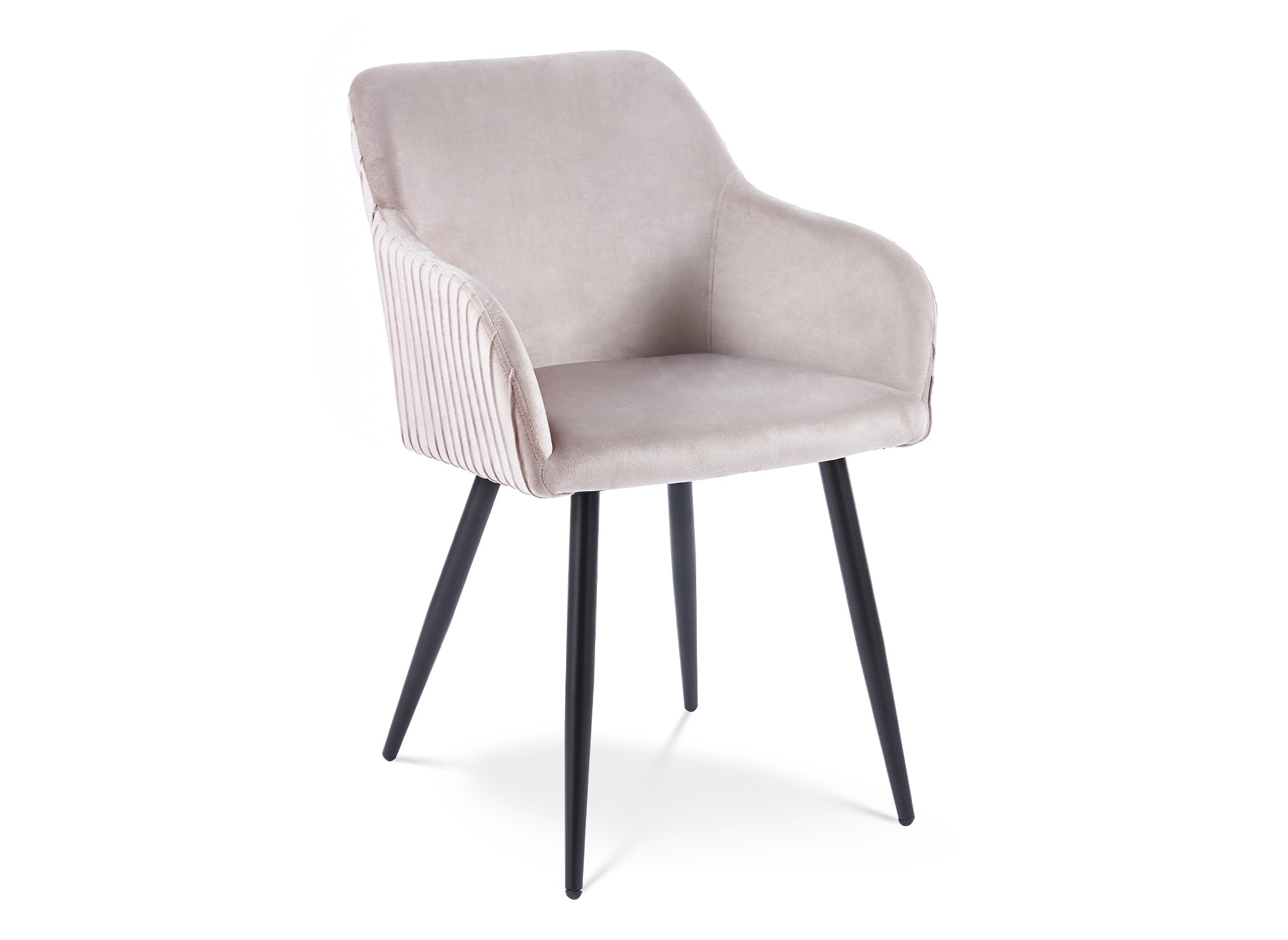 2er-Set beige Samtstühle mit schwarzen Metallbeinen DEVOR