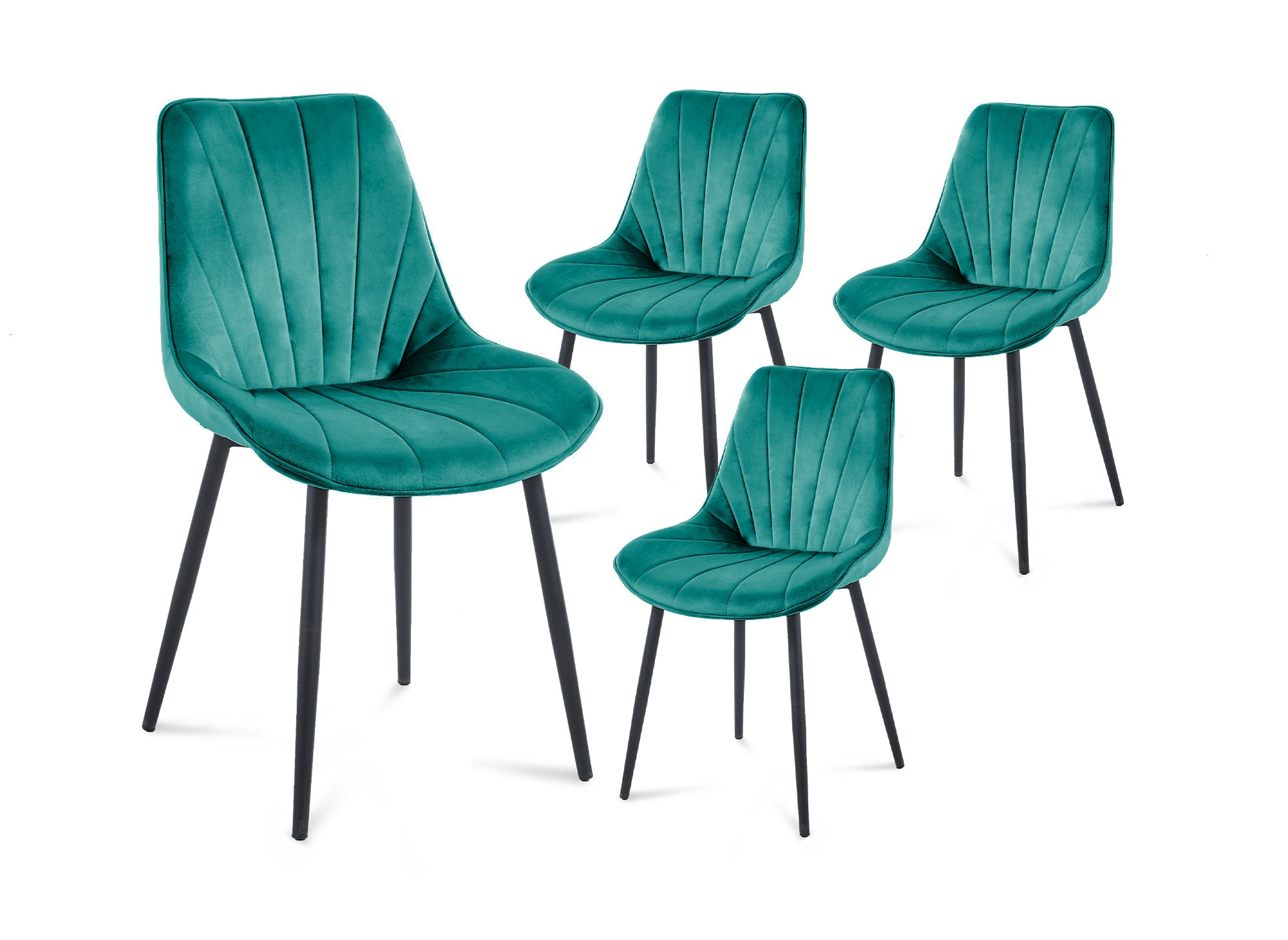4er-Set ELOVA Designer-Stühle aus grünem Samt