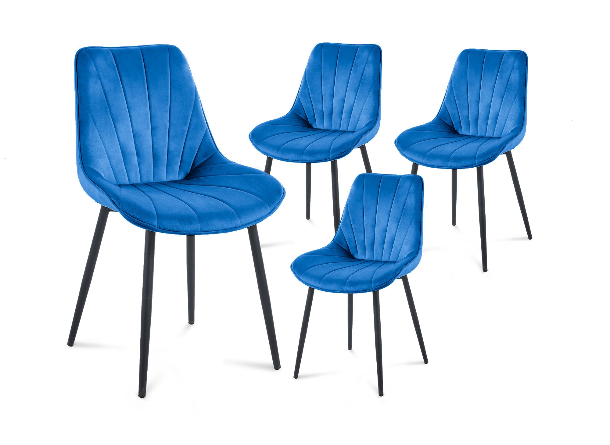 4er-Set ELOVA Designer-Stühle aus blauem Samt