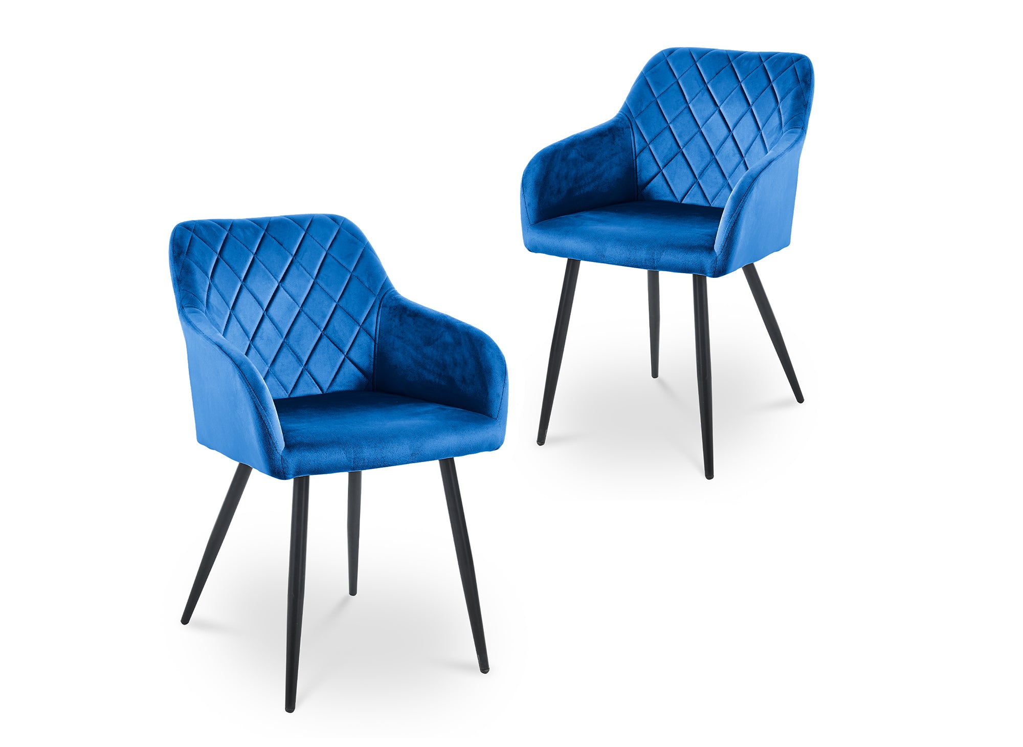 2er-Set KANA blaue Samtstühle mit Armlehnen
