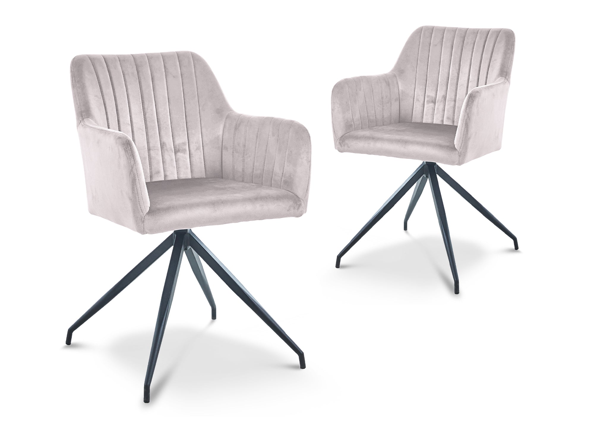 2er-Set beige Samtstühle mit schwarzen Metallbeinen RATUS