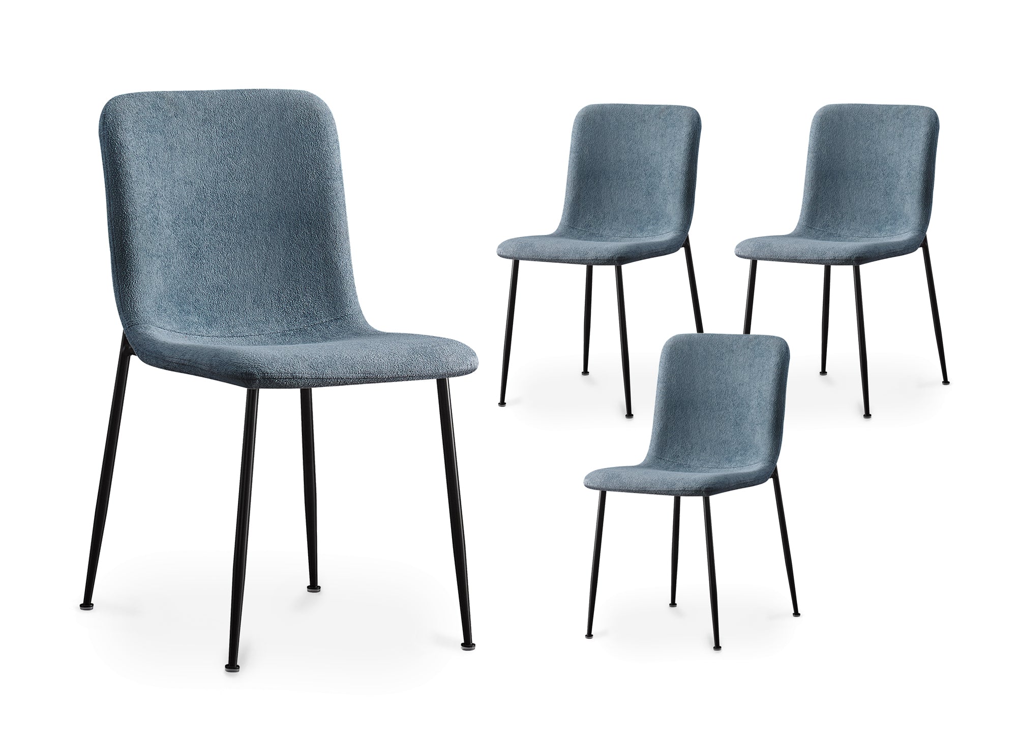 4er-Set CHERYL-Stühle aus blauem Stoff