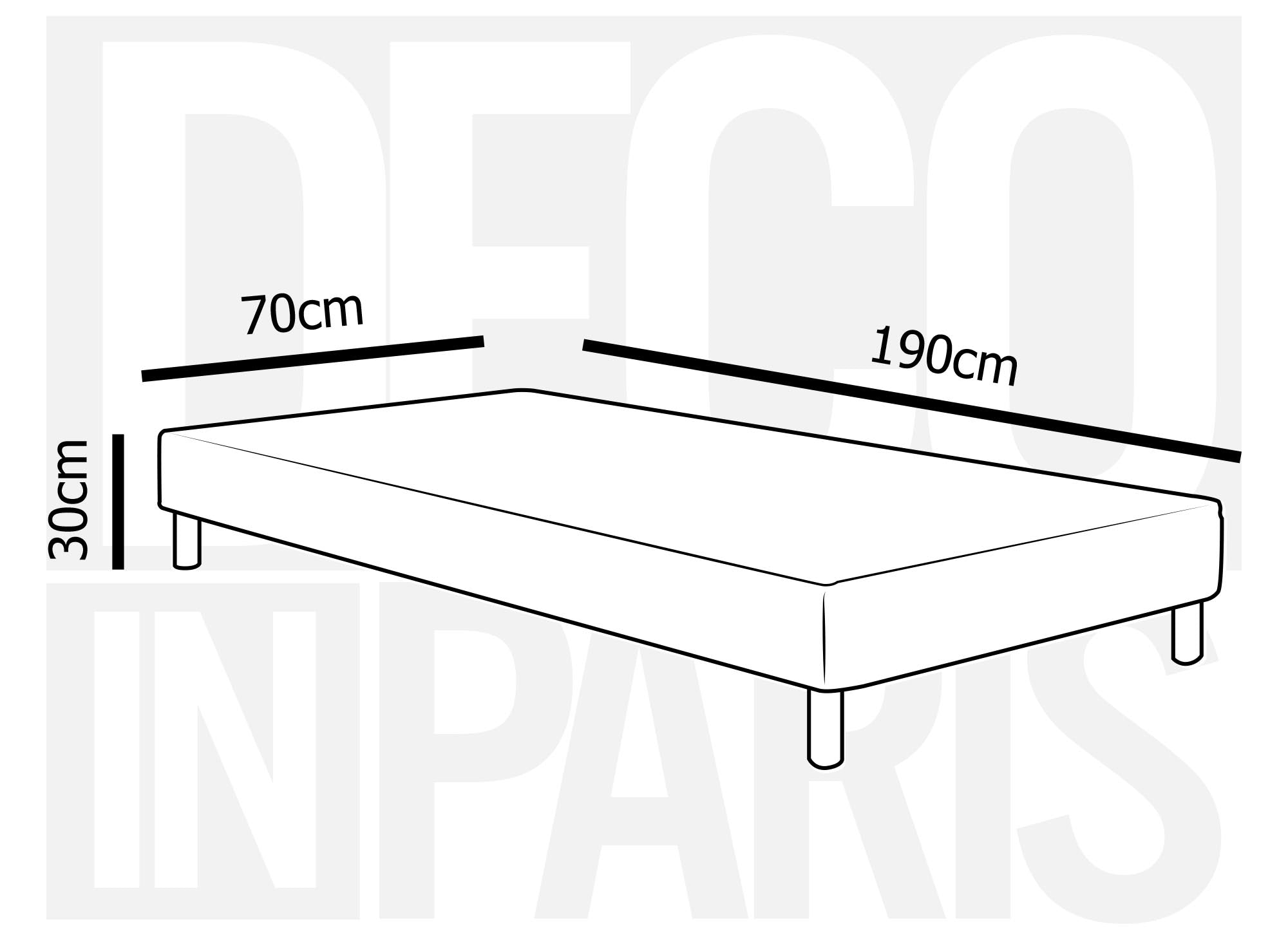 Gepolsterter Bettkasten 70 x 190 cm + 4 Füße