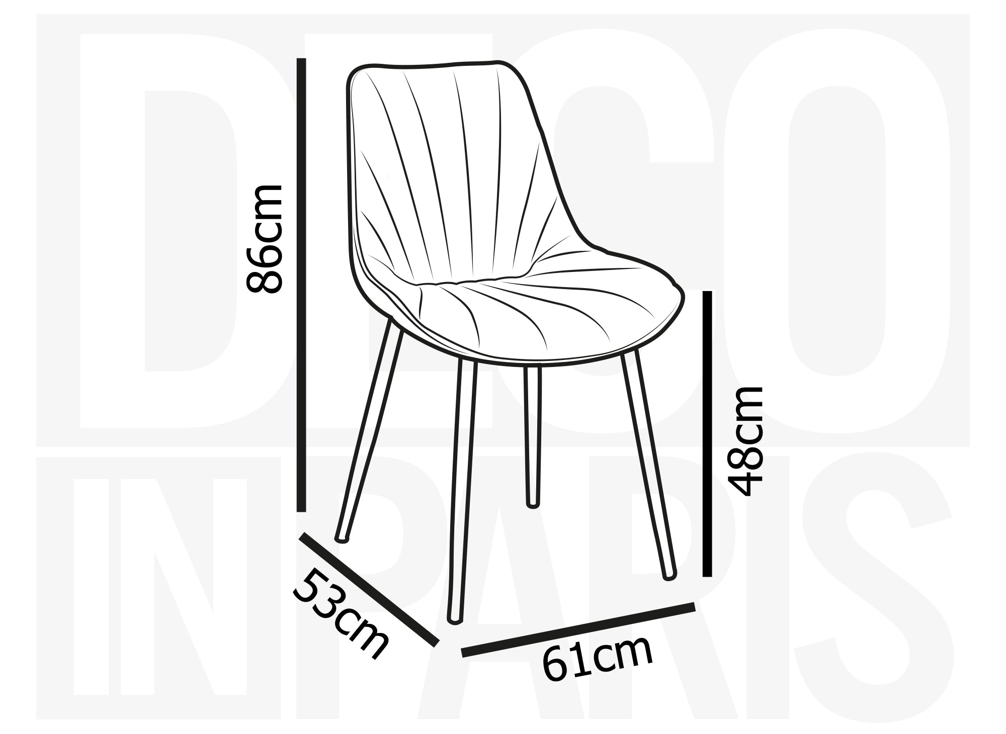 4er-Set beiger Designer-Samtstuhl ELOVA