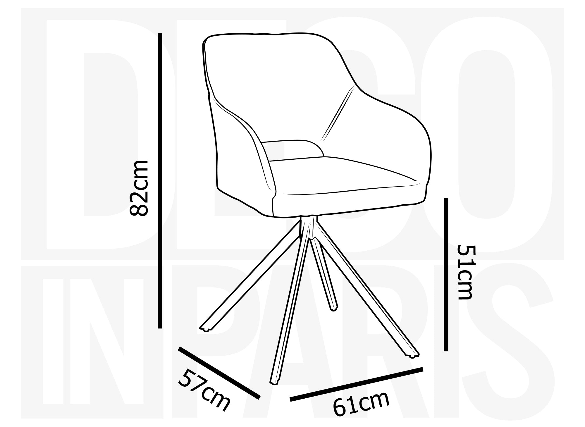 2er Set Designer-Drehstühle aus beigem Samt CIEL