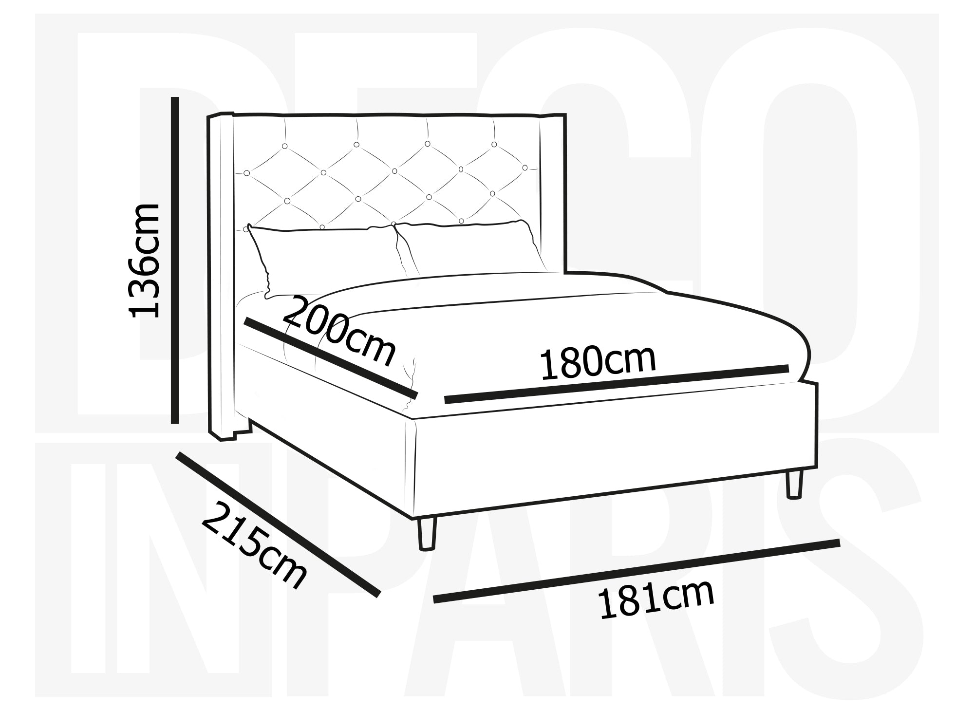 Doppelbett mit beigefarbenem Samtbezug MAREVA 180x200 cm