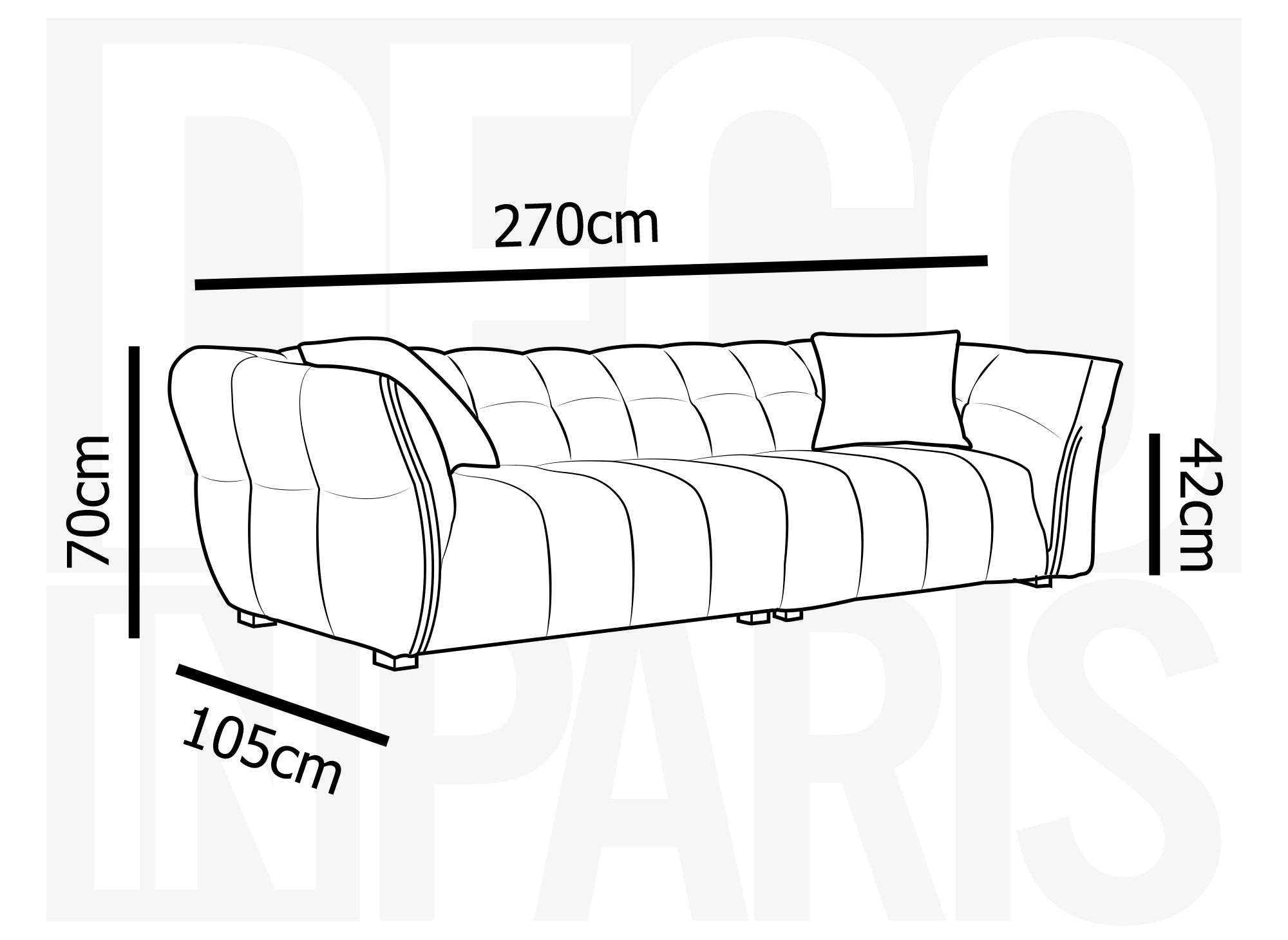 ELENA 4-Sitzer-Sofa aus beigefarbenem 3D-Stoff