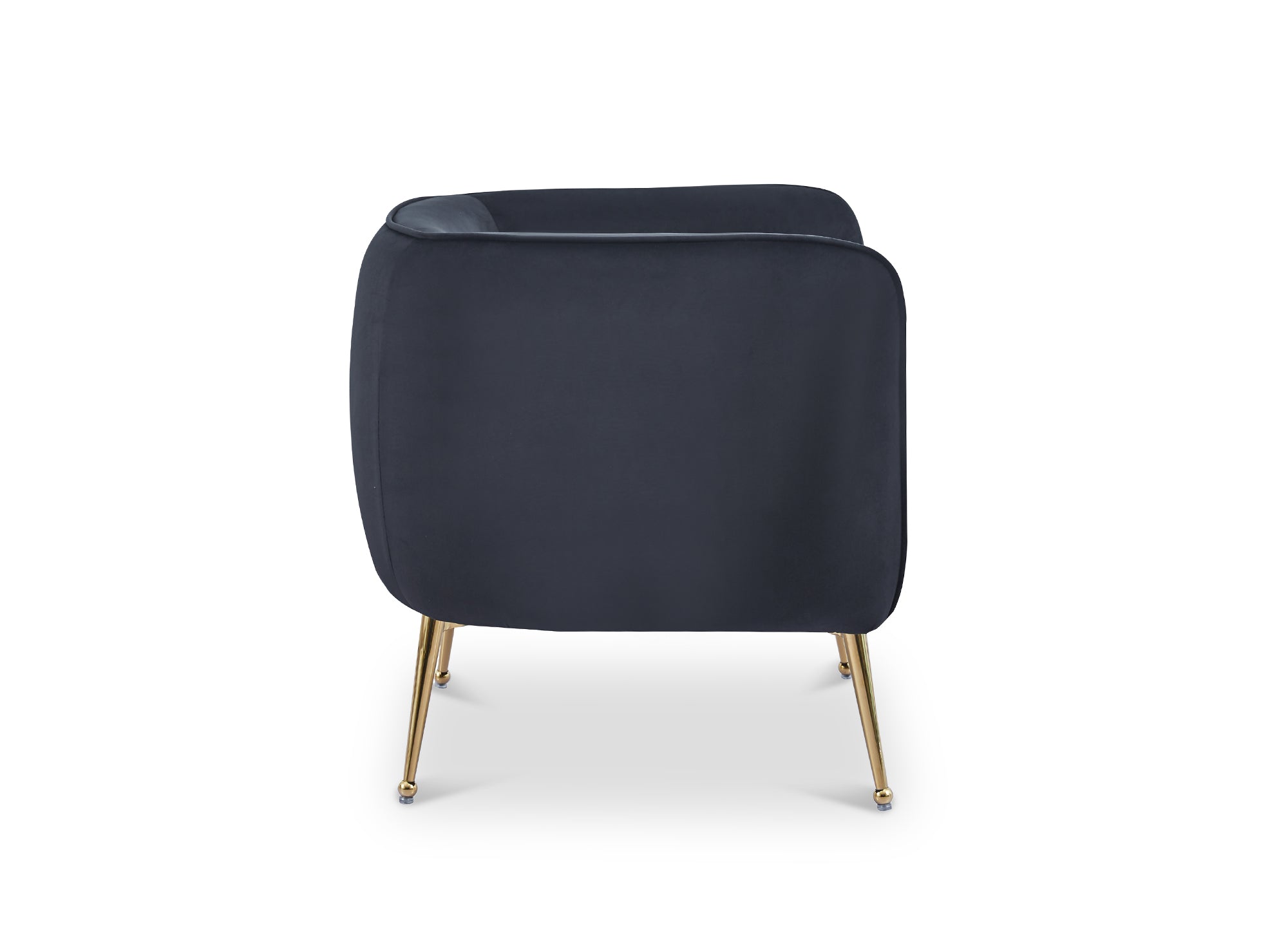 PERRY Cabriolet-Sessel aus schwarzem Samt mit goldenen Beinen