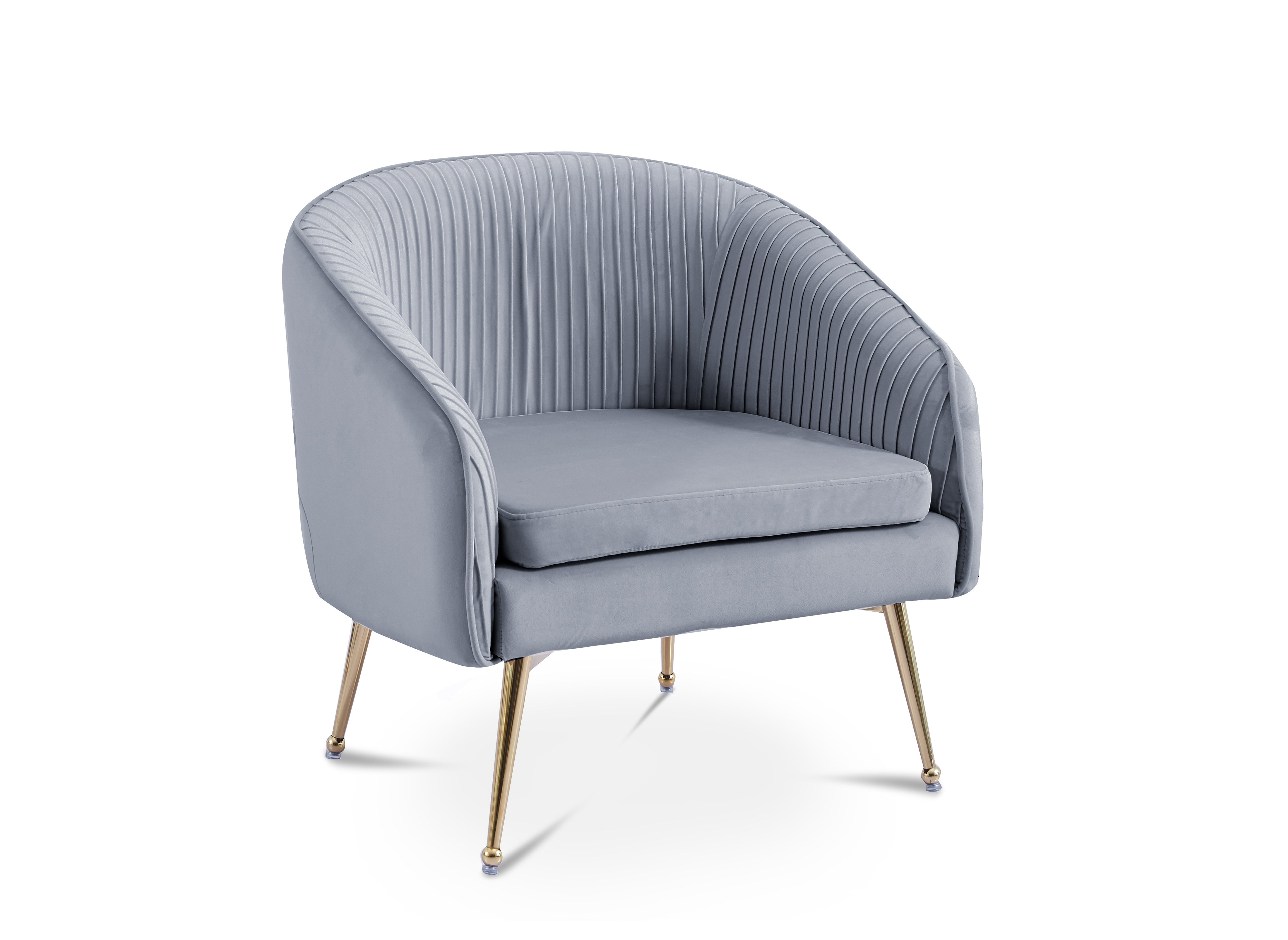Cabriolet-Sessel TRECY aus grauem Samt mit goldenen Beinen