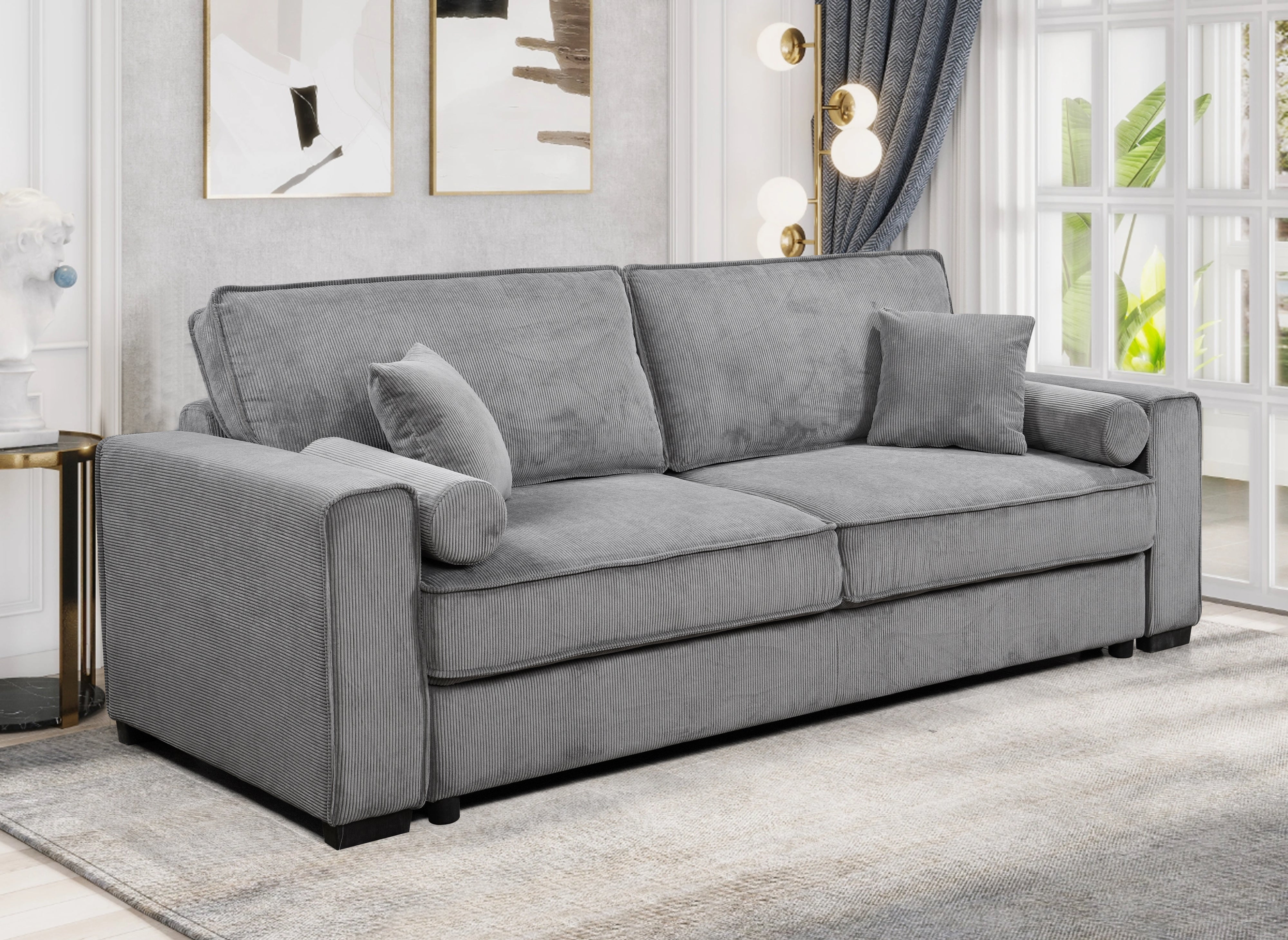 ALINE 3-Sitzer-Schlafsofa aus grauem Cord